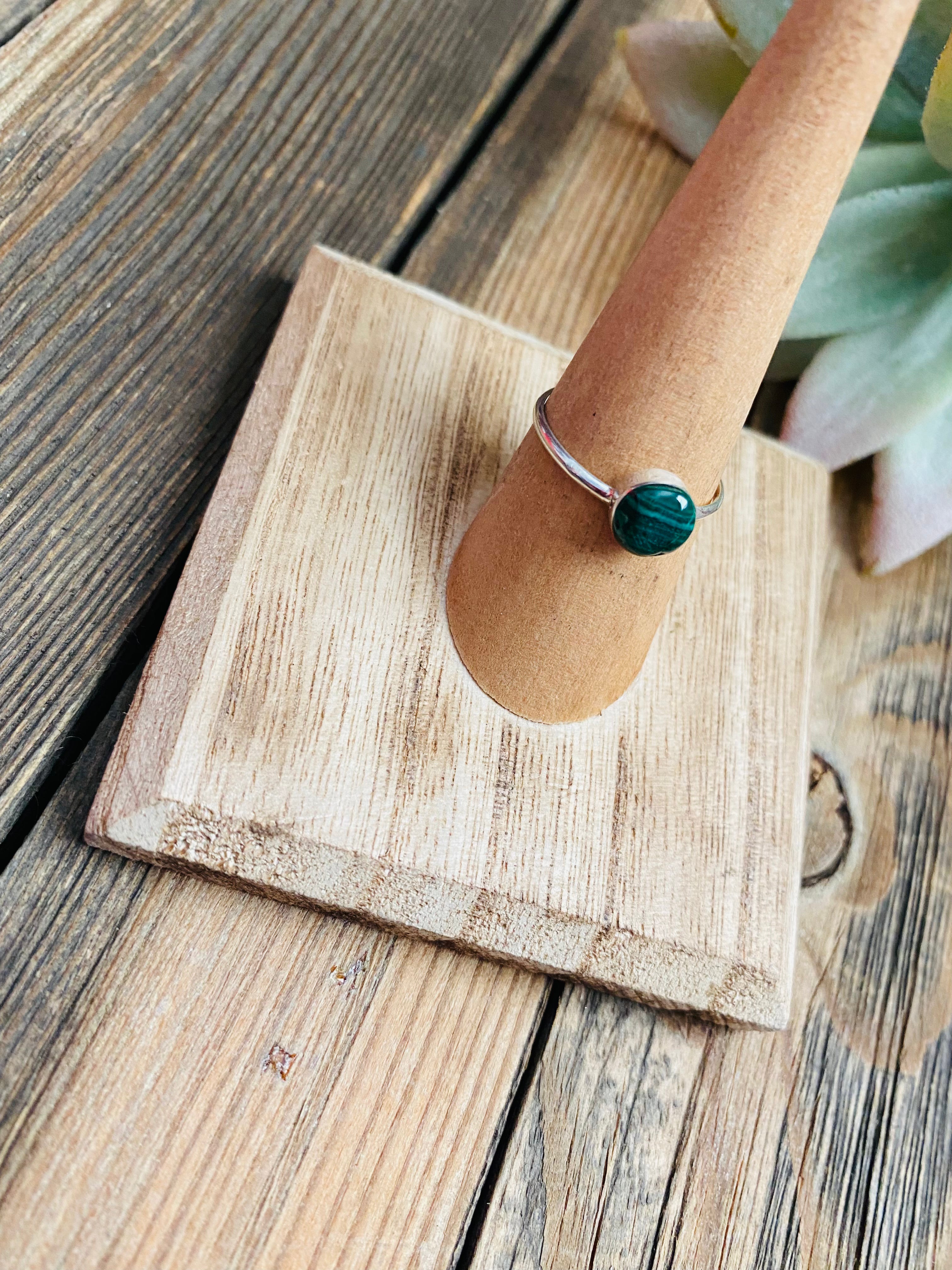 Handcrafted Malachite & Sterling Silver Ring
