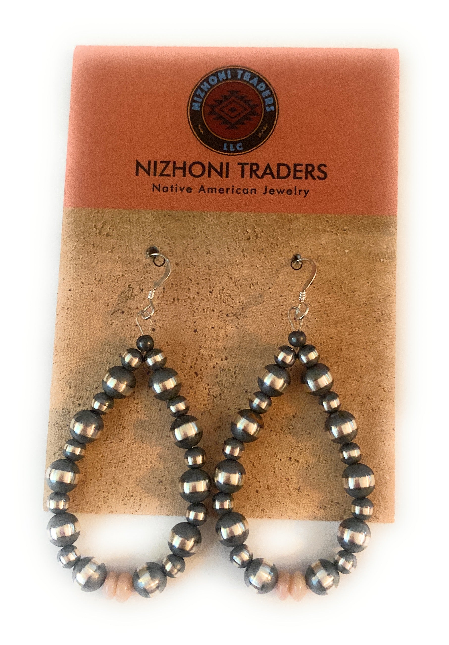 Handcrafted Sterling Silver Pearl & Pink Opal Dangle Hoop Earrings