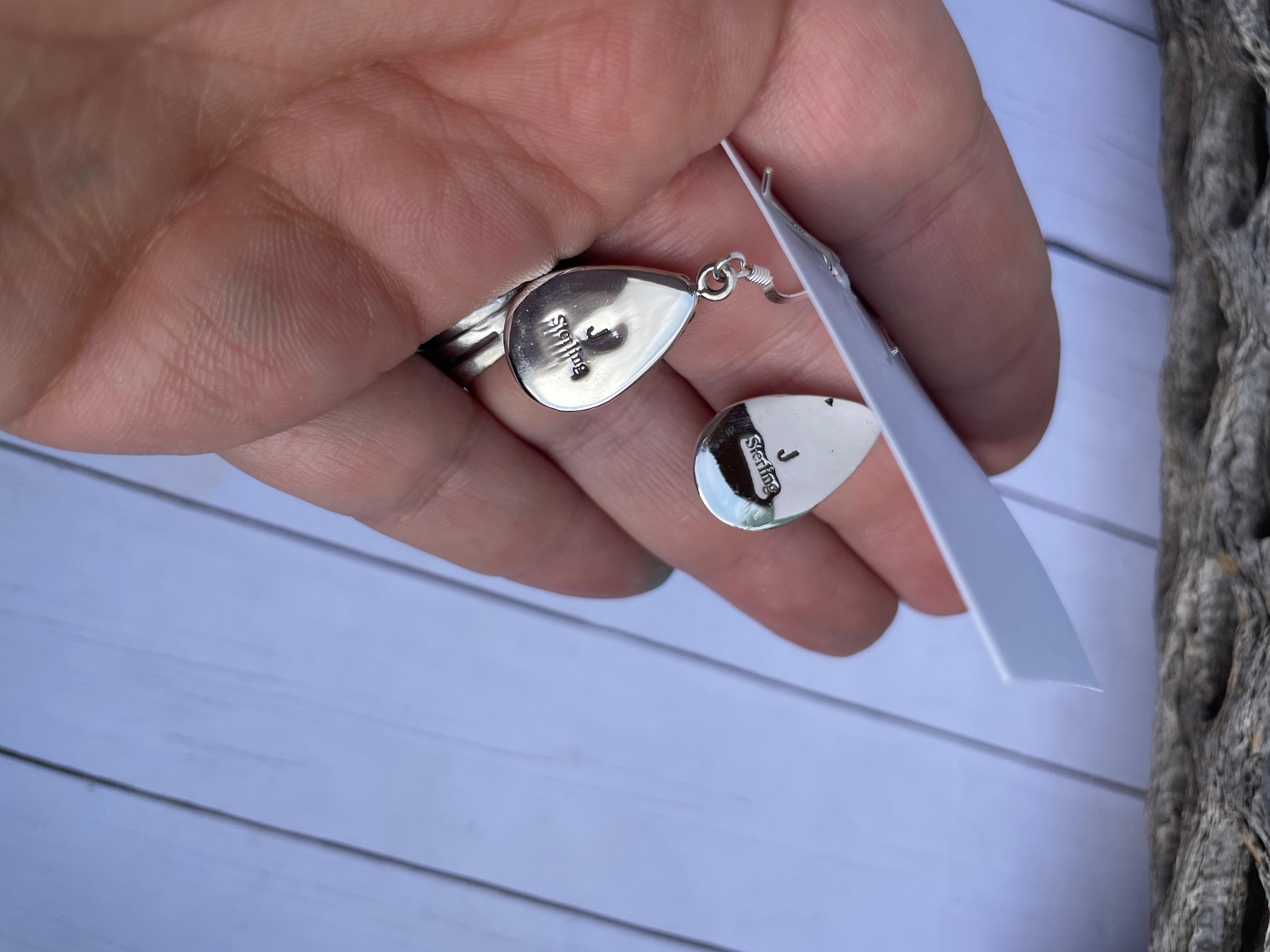 Handcrafted Turquoise And Sterling Silver Dangle Earrings