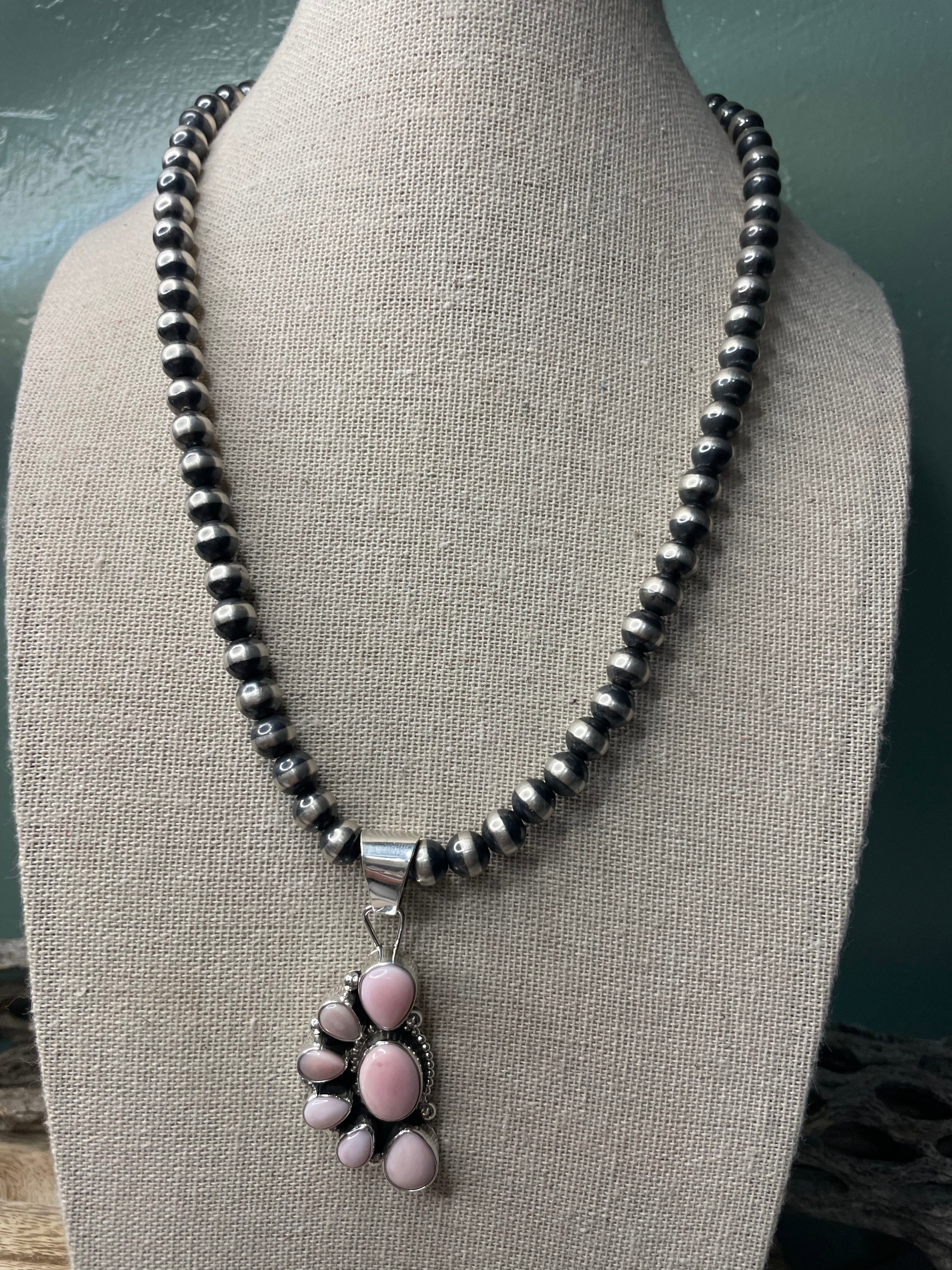 Handcrafted Queen Pink Conch Shell And Sterling Silver Pendant Signed Sheila