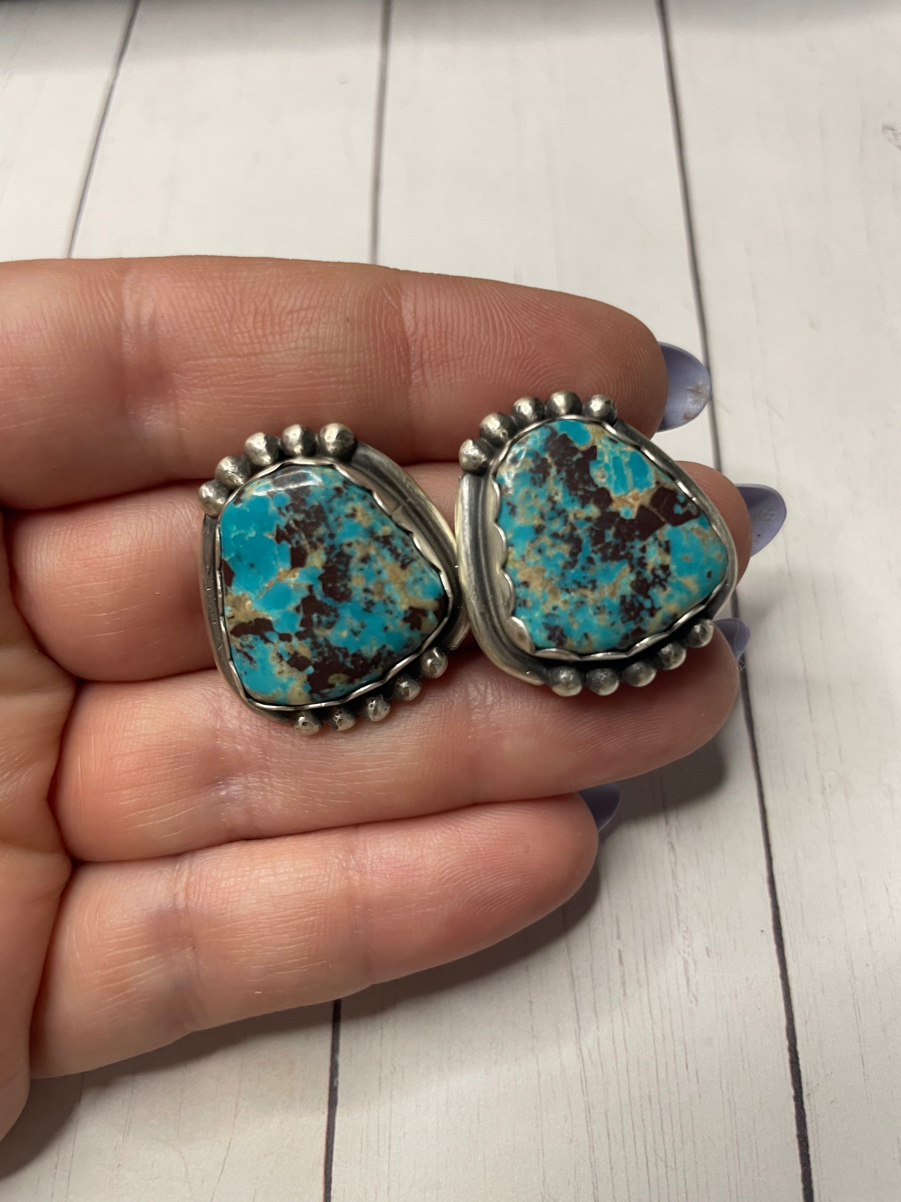 Handcrafted Sterling Silver & Turquoise Post Earrings
