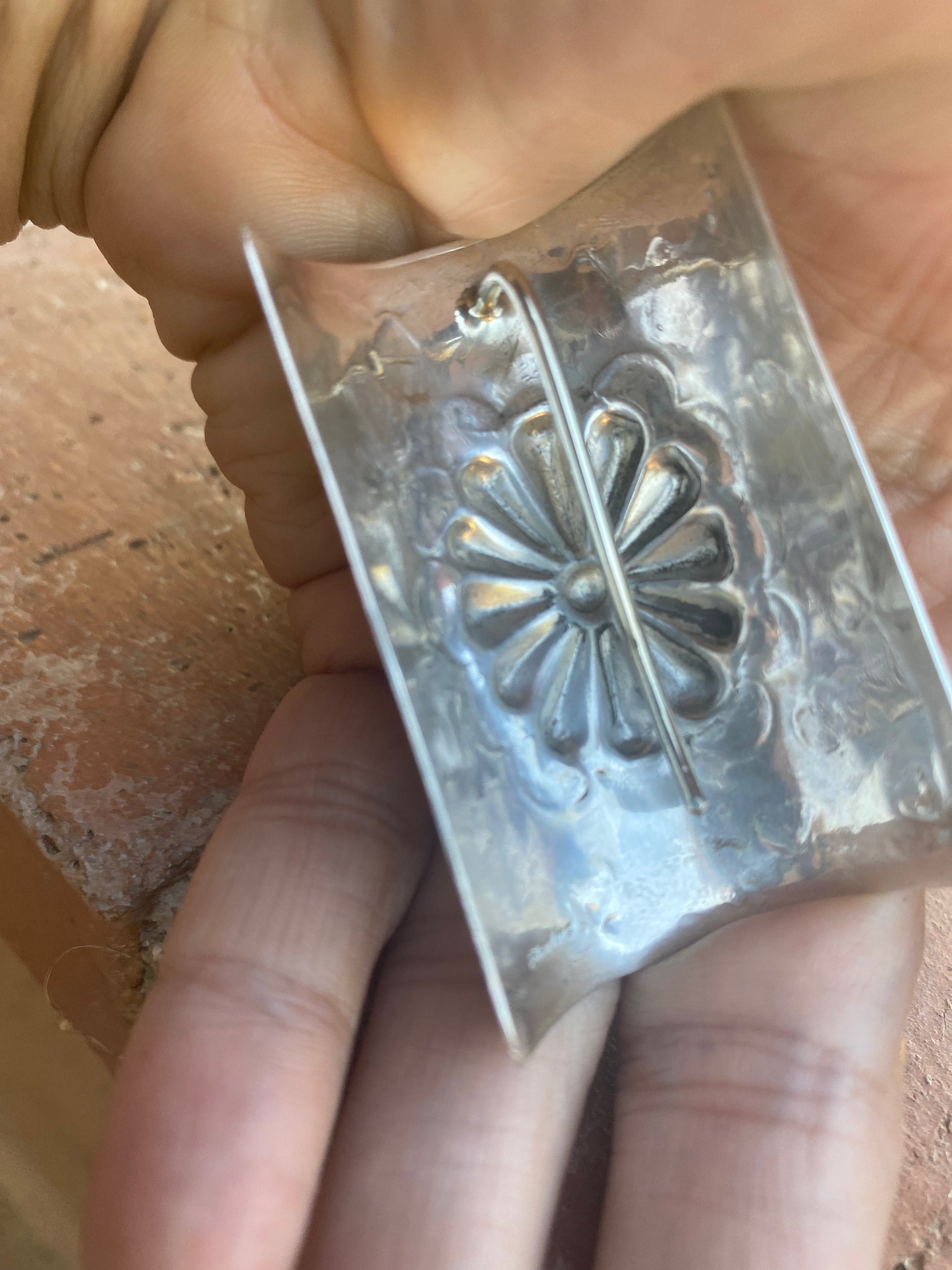 Handcrafted Sterling Southwest Hand Stamped Hair Ponytail / Braid Accessory 1.5 inch