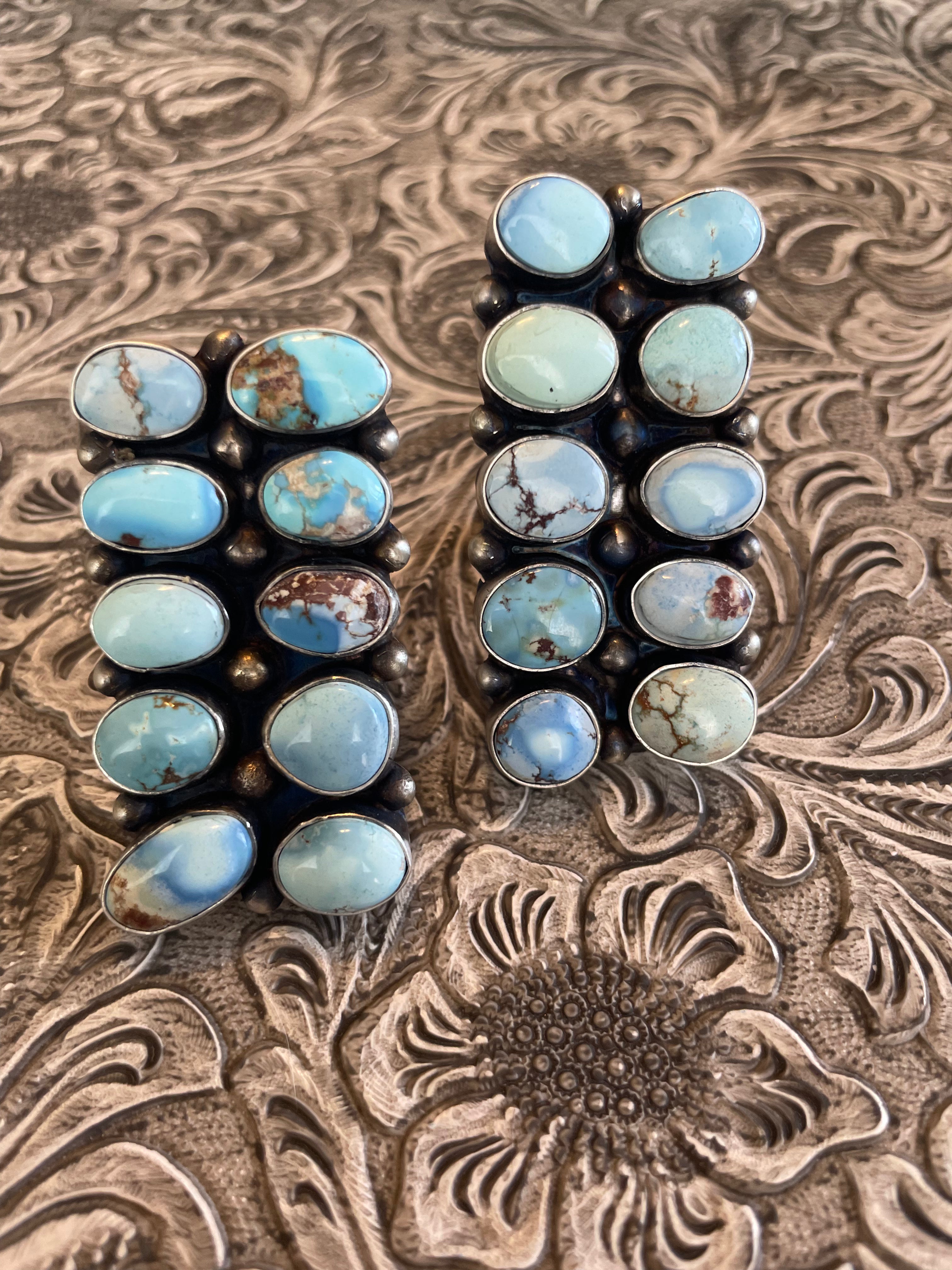 Handcrafted Golden Hills Turquoise Sterling Silver Ring By Kathleen Chavez Size 8.5