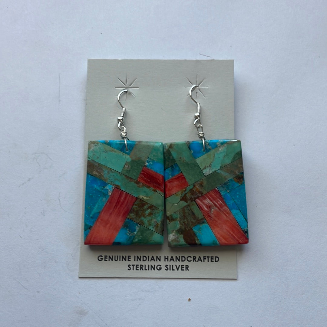 Santo Domingo Multi Stone Inlay Dangle Earrings