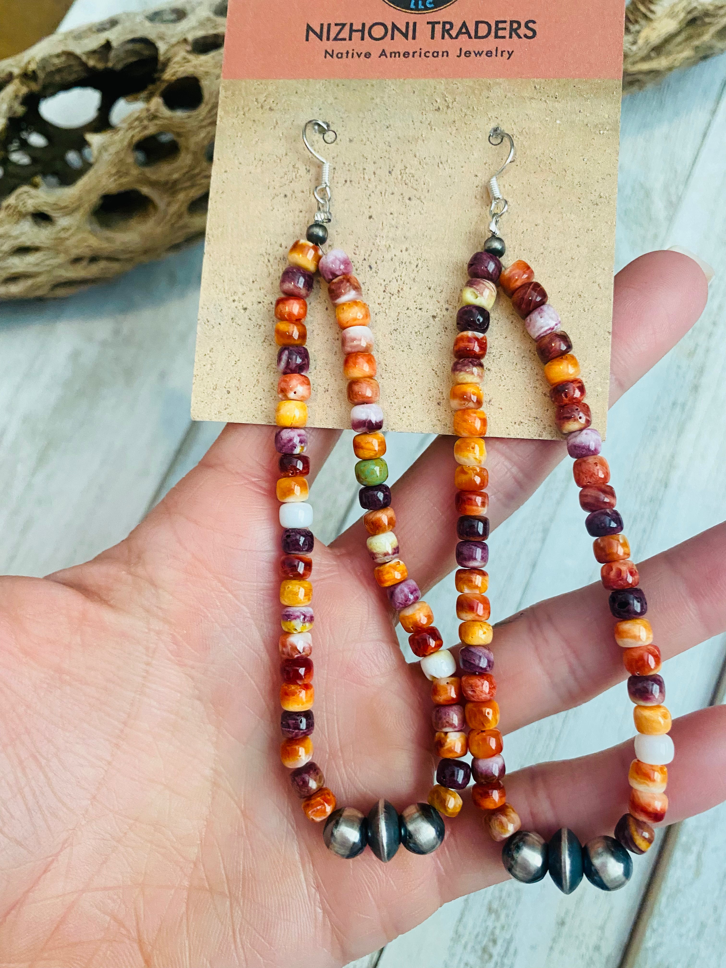 Handcrafted Spiny, Turquoise & Sterling Silver Pearl Dangle Hoop Earrings