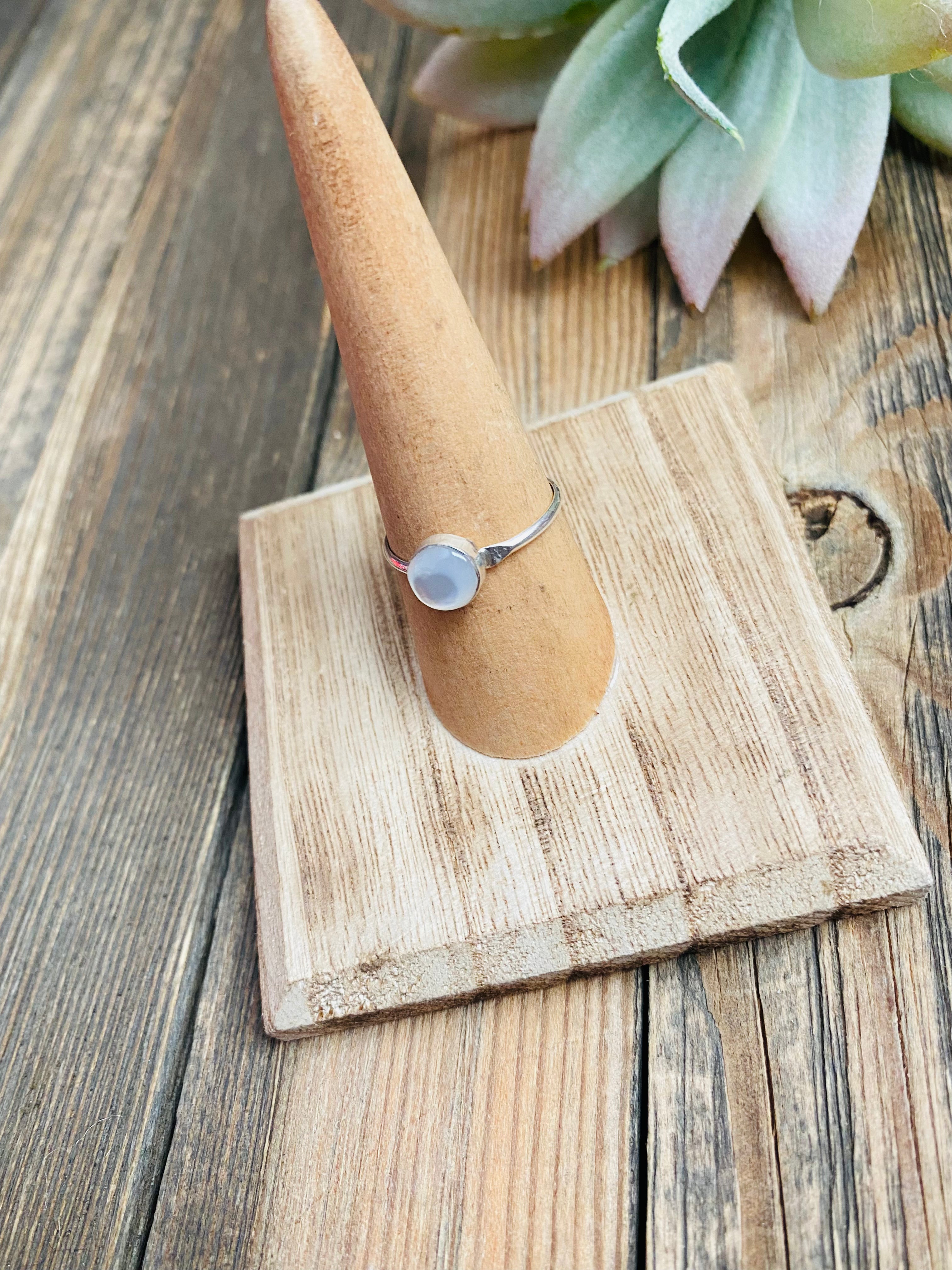 Handcrafted Mother of Pearl & Sterling Silver Ring