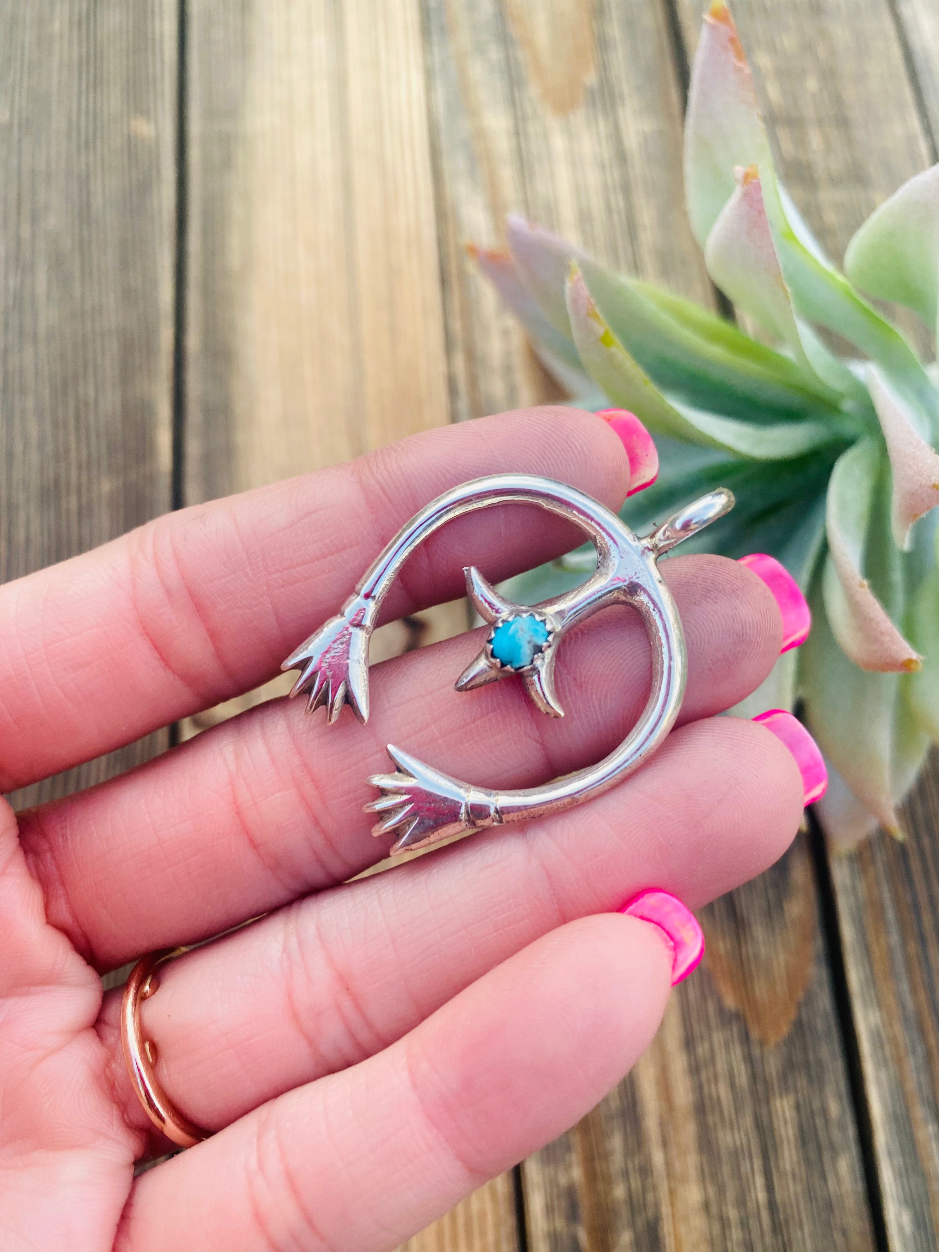 Handcrafted Sterling Silver & Turquoise Naja Pendant