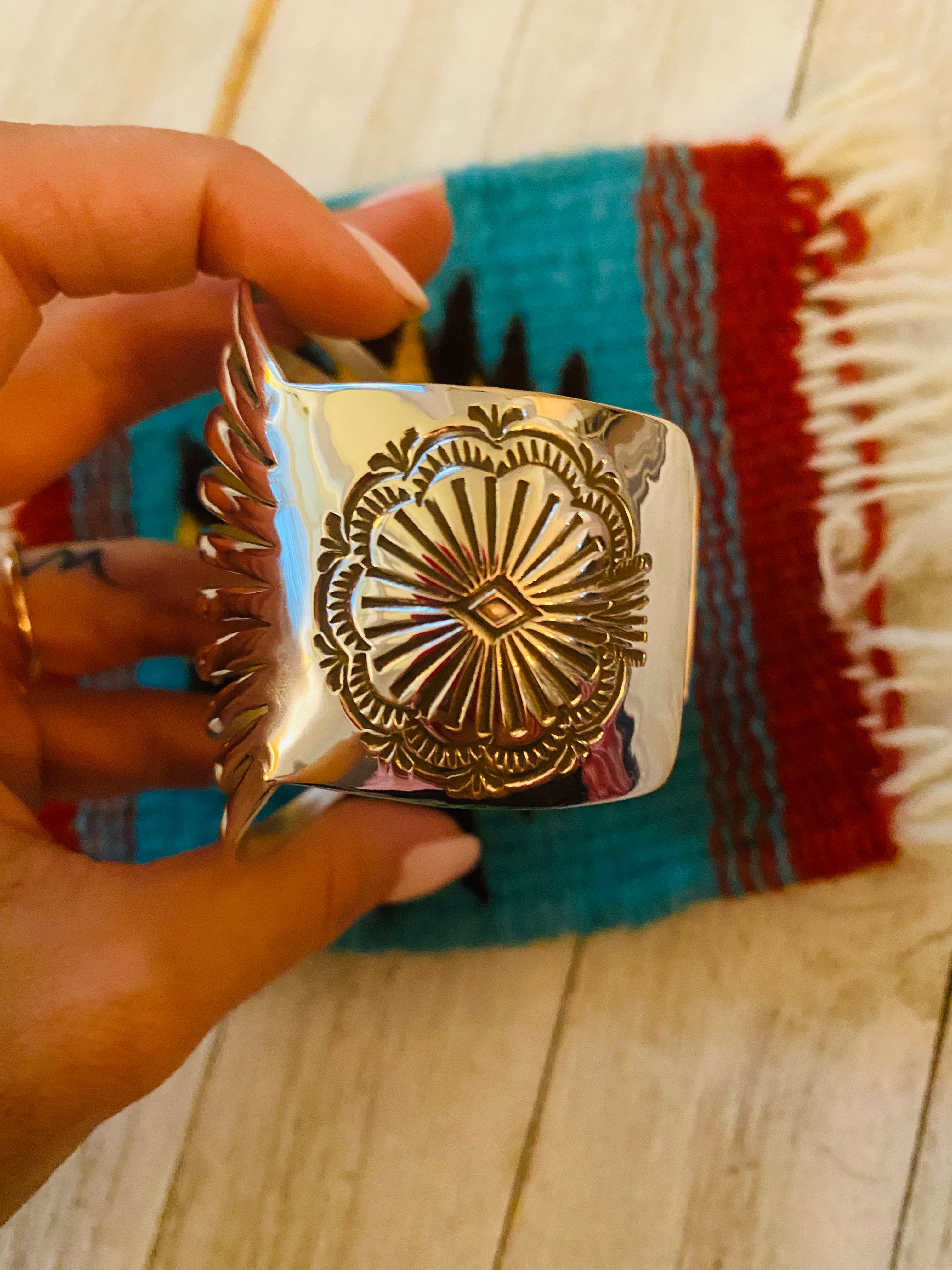 Handcrafted & Hand Stamped Sterling Silver Cuff Bracelet