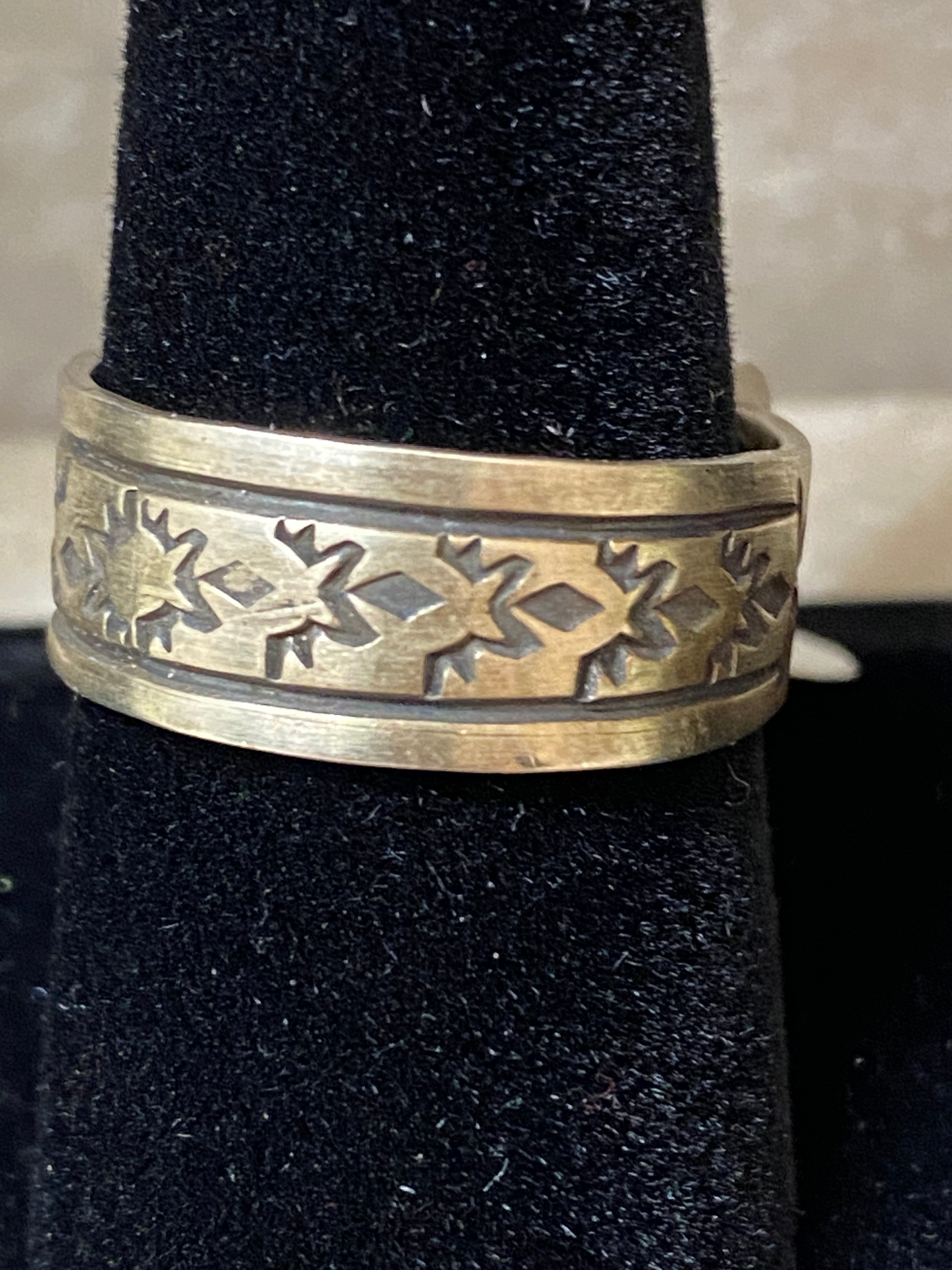 Handcrafted Sterling Silver Tribal Ring Size 9.5