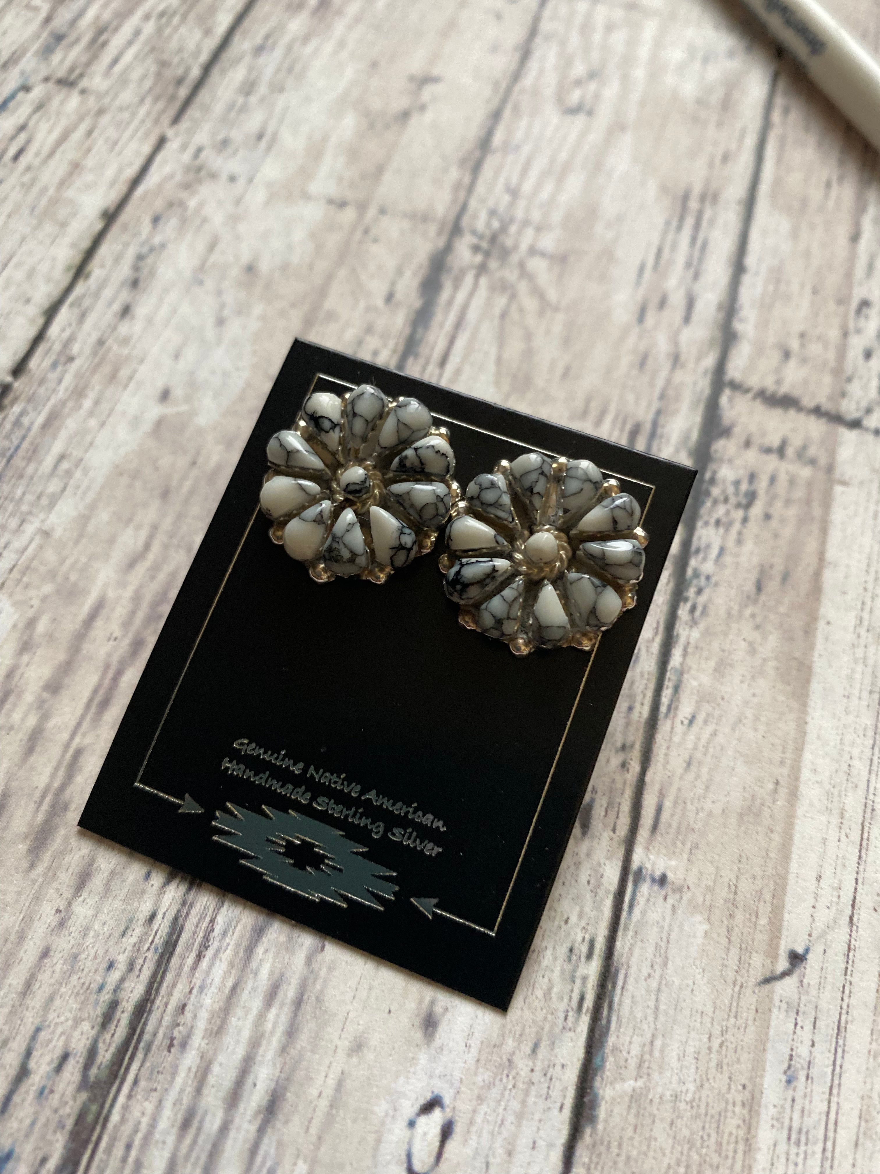 Handcrafted White Buffalo Cluster Post Earrings