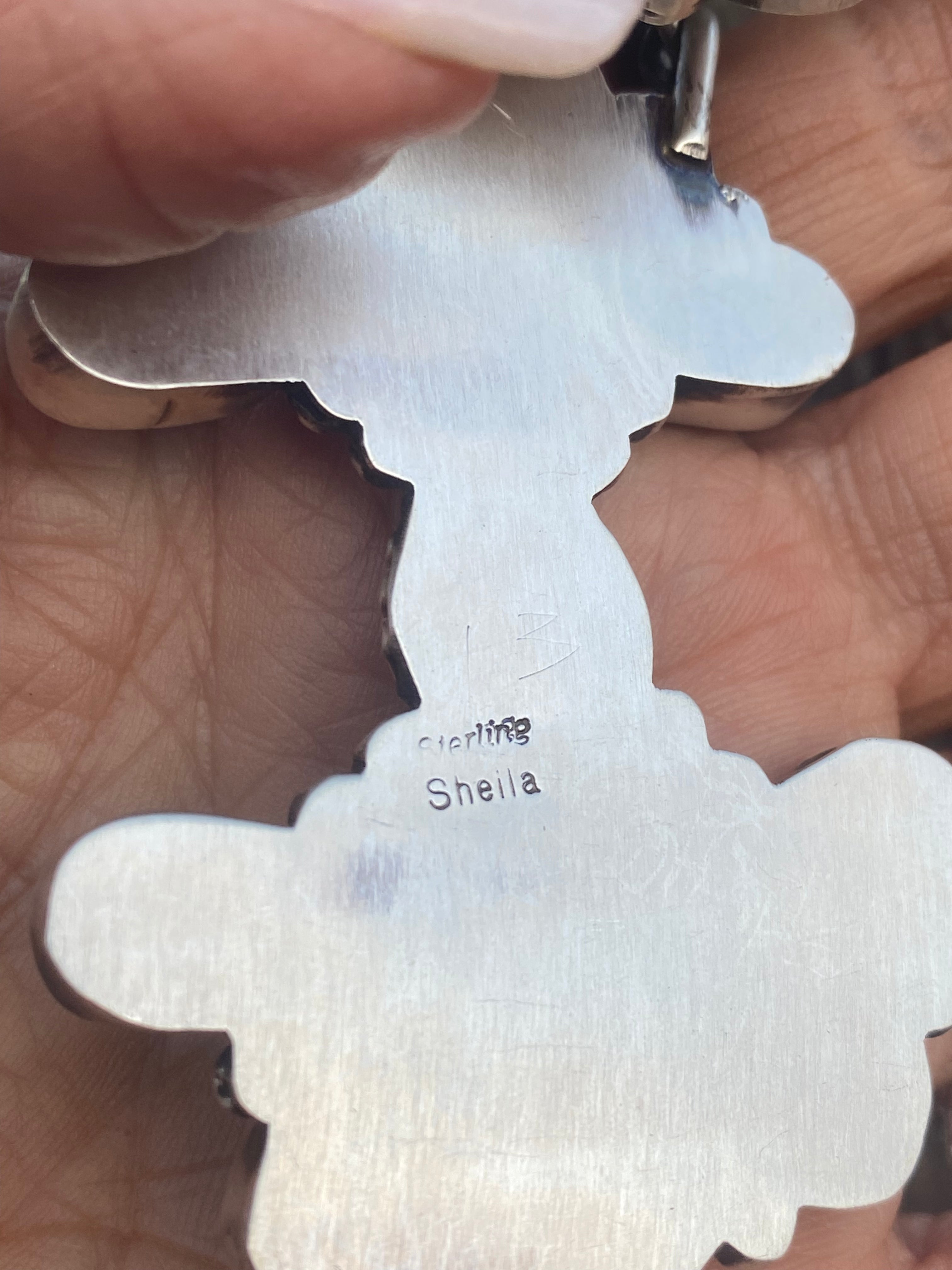 Handcrafted Sheila Becenti Royston Turquoise Drop Necklace Set