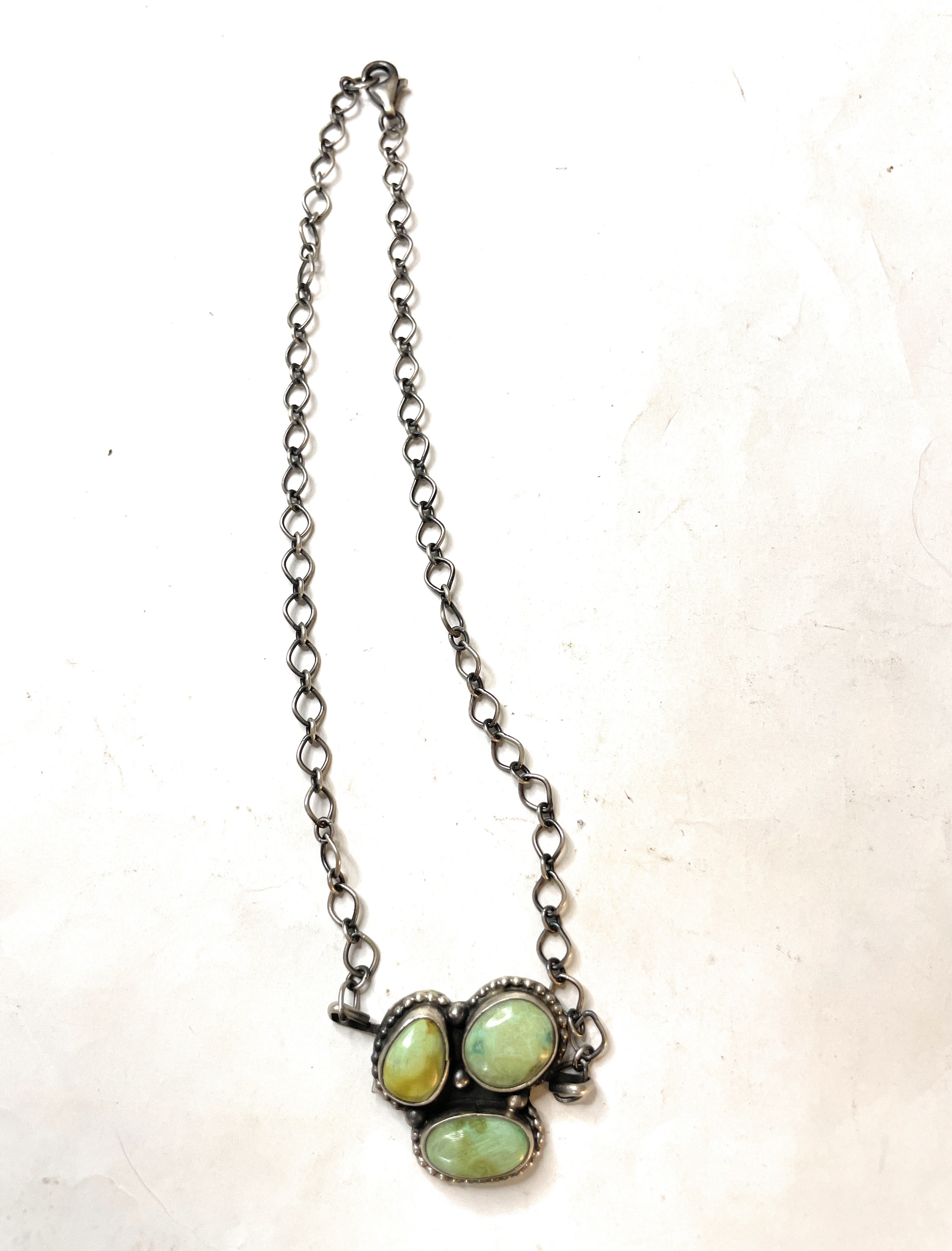 Handcrafted Sterling Silver Turquoise Necklace By Sheila Becenti 15Inch