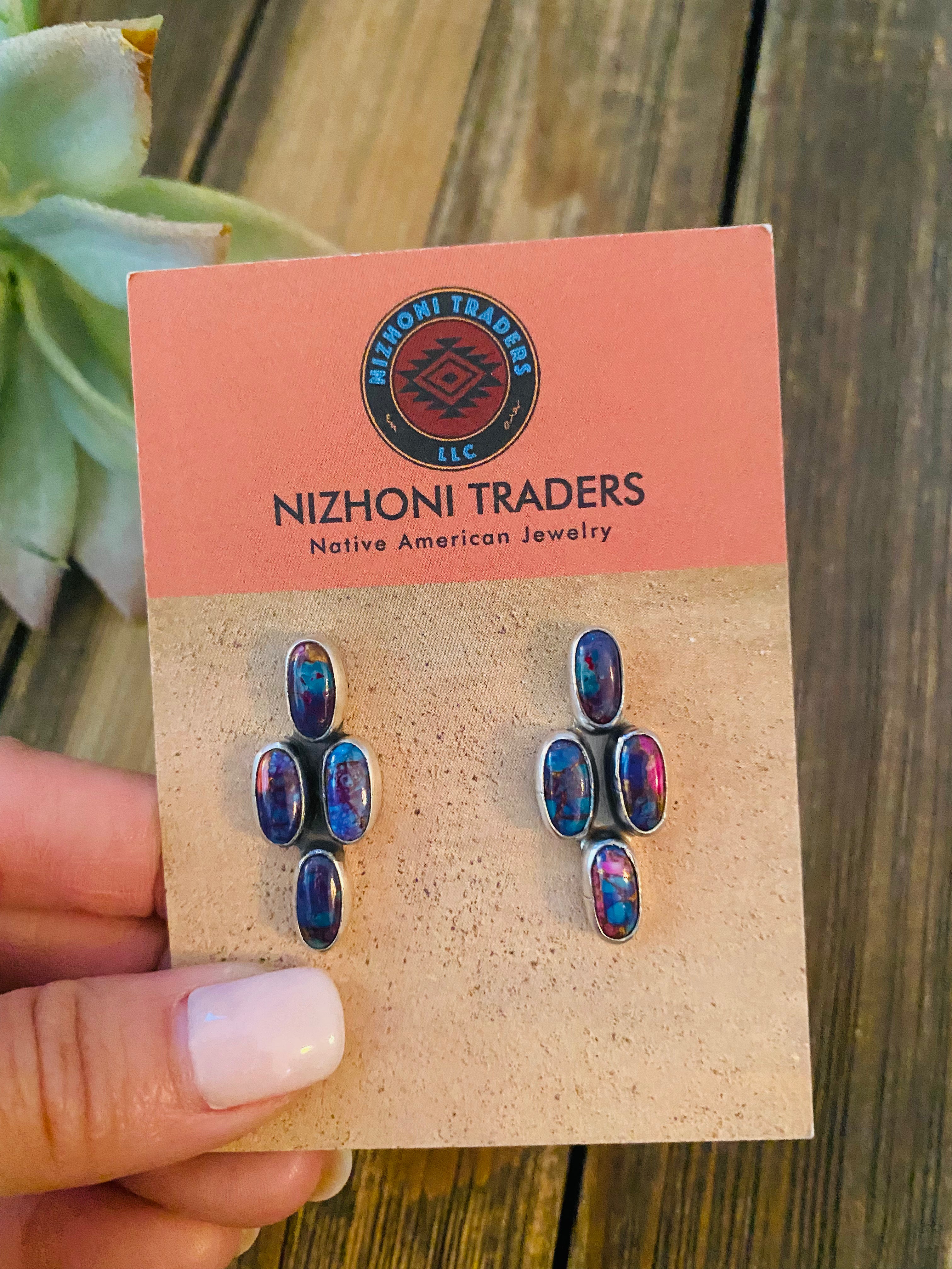 Handcrafted Pink Dream Mohave & Sterling Silver Post Earrings