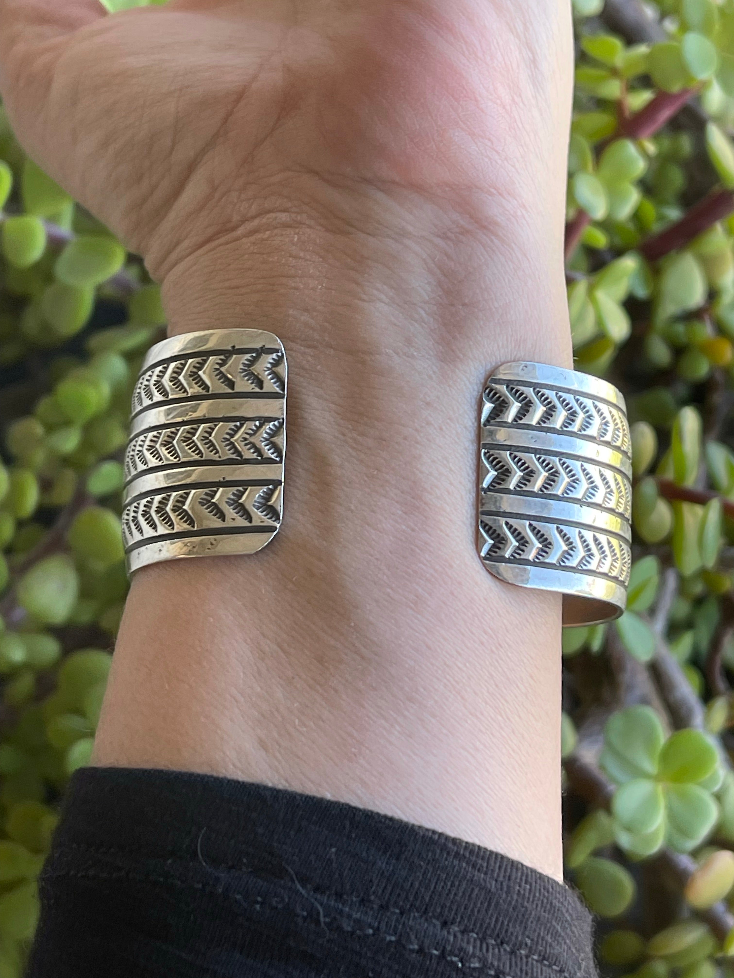 Handcrafted Sterling Silver Hand Stamped Southwest Bracelet Cuff
