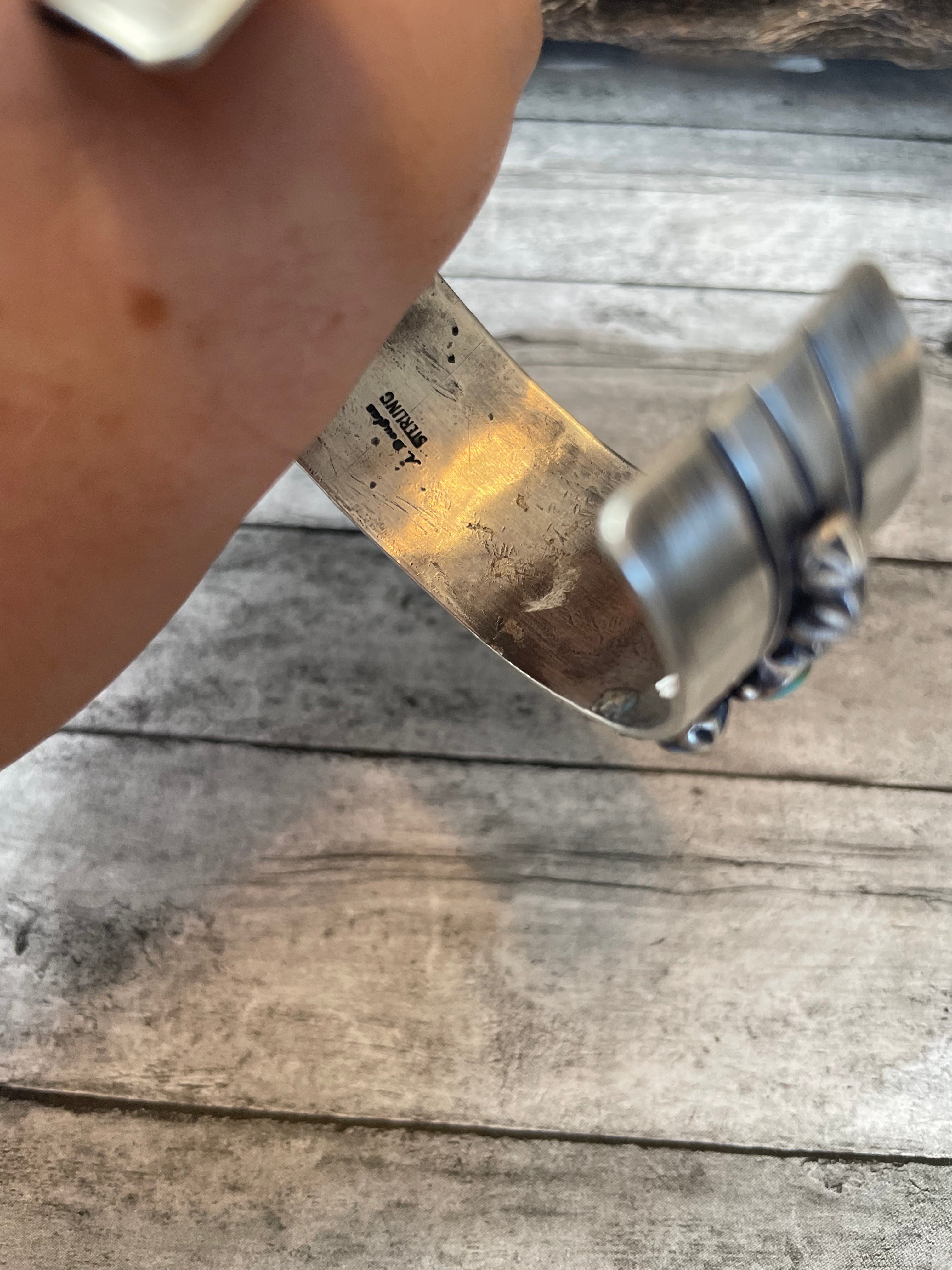 Navajo Sterling Sonoran Mountain Turquoise Cuff Bracelet by Akee Douglas /