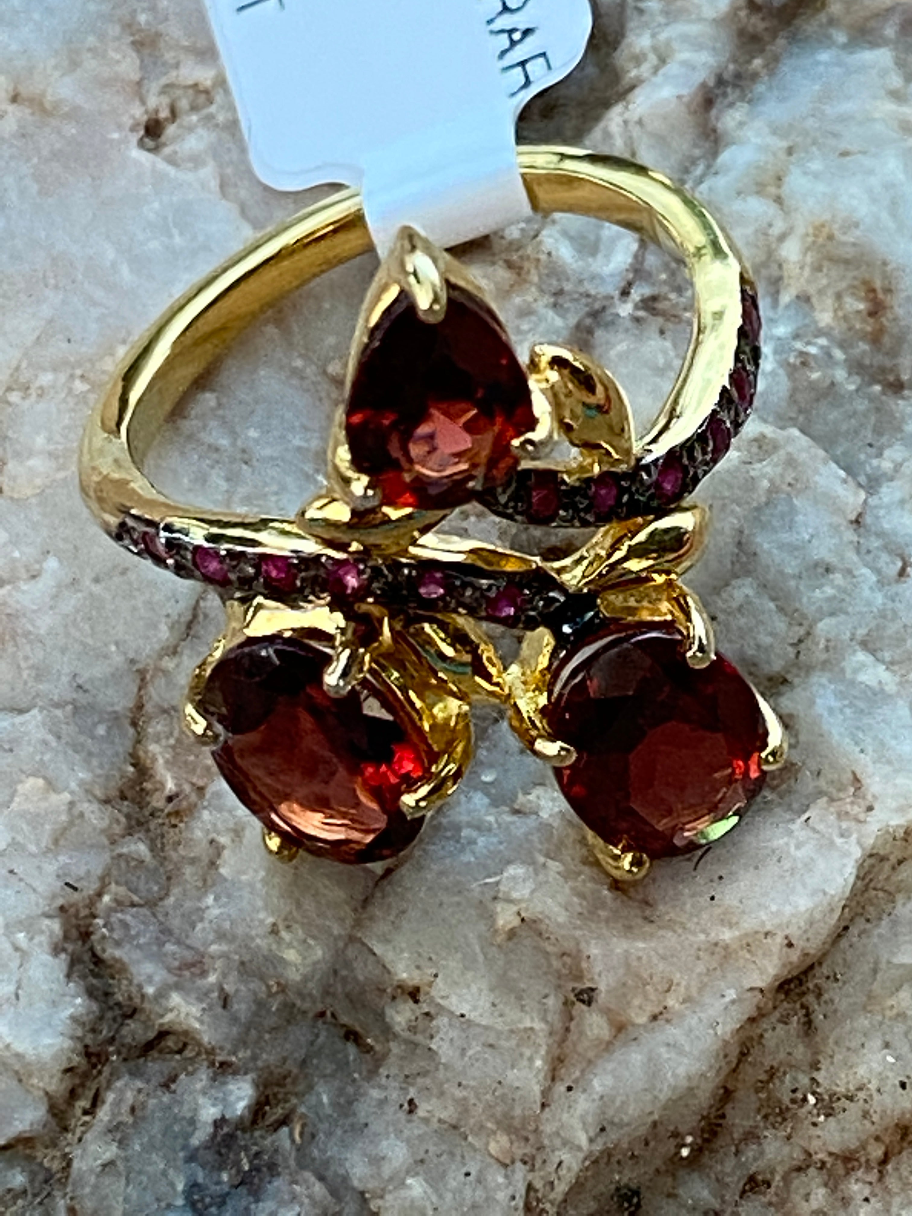 Handcrafted Garnet Ruby Sterling Ring 6