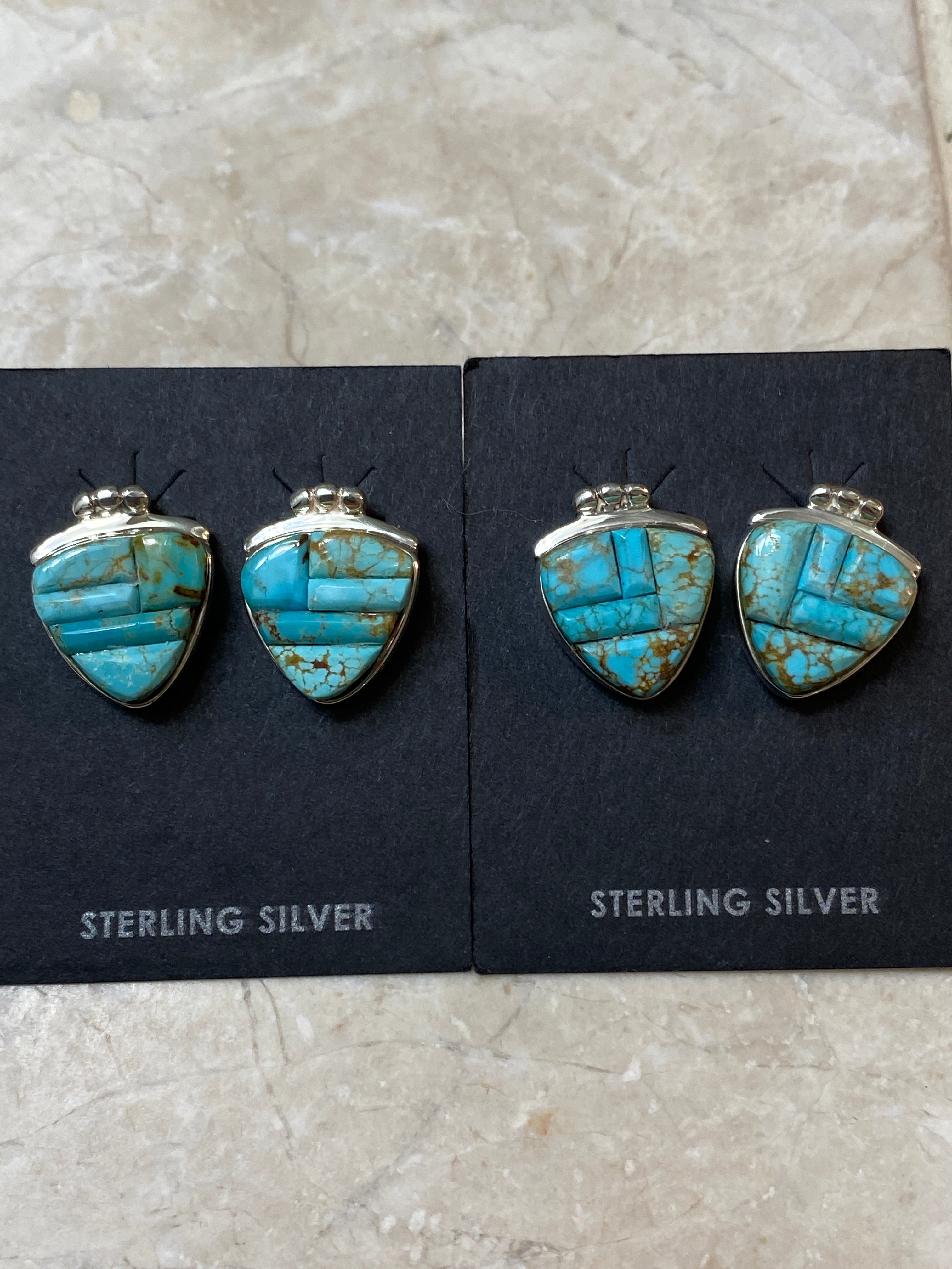 Handcrafted Turquoise 8 & Sterling Silver Rolled Berry Stud Earrings