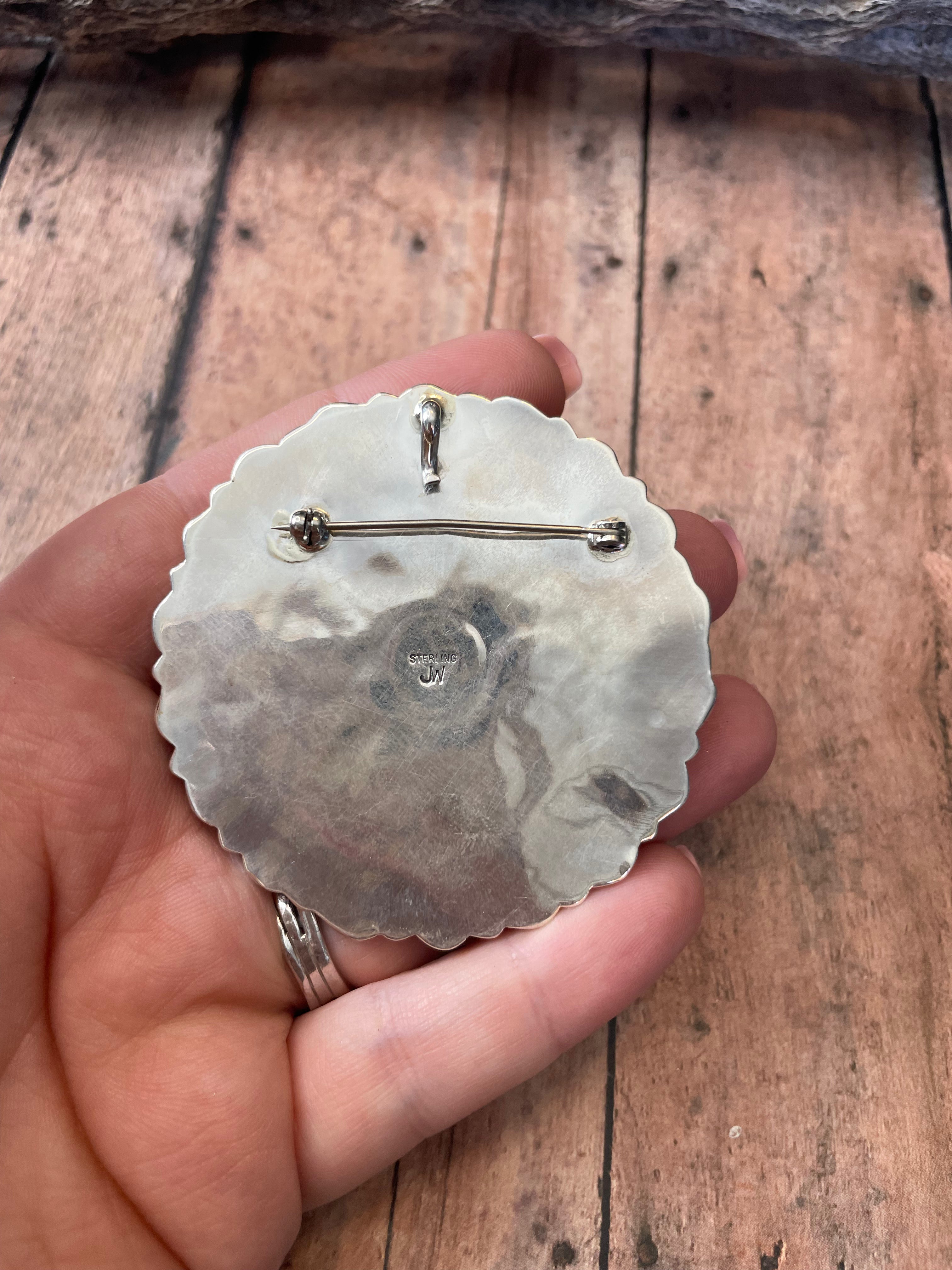 Navajo Sterling Silver And Multi Stone Spice Pendant Pin by Juliana Williams