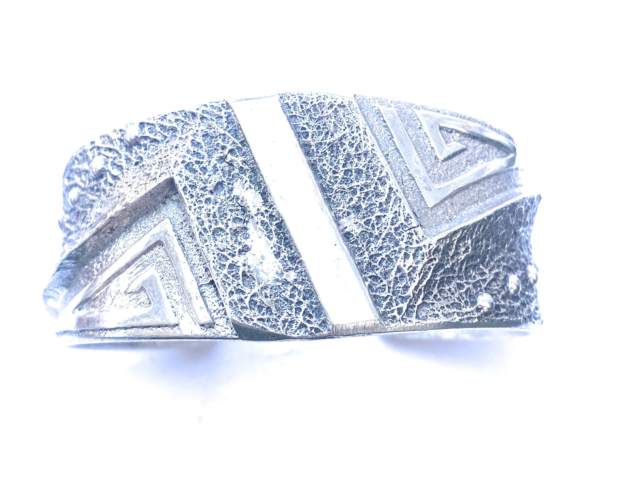 Handcrafted Vintage Sterling Silver Tufa Cast Cuff Bracelet