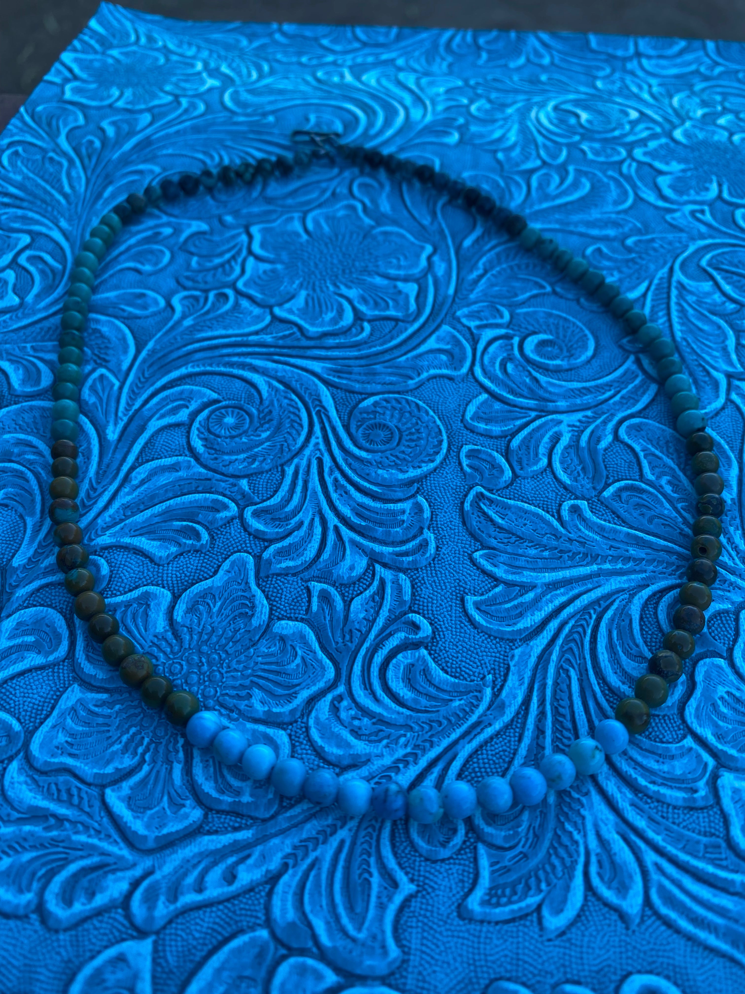 Handcrafted Multi Turquoise & Sterling Silver Beaded 16 Inch Necklace