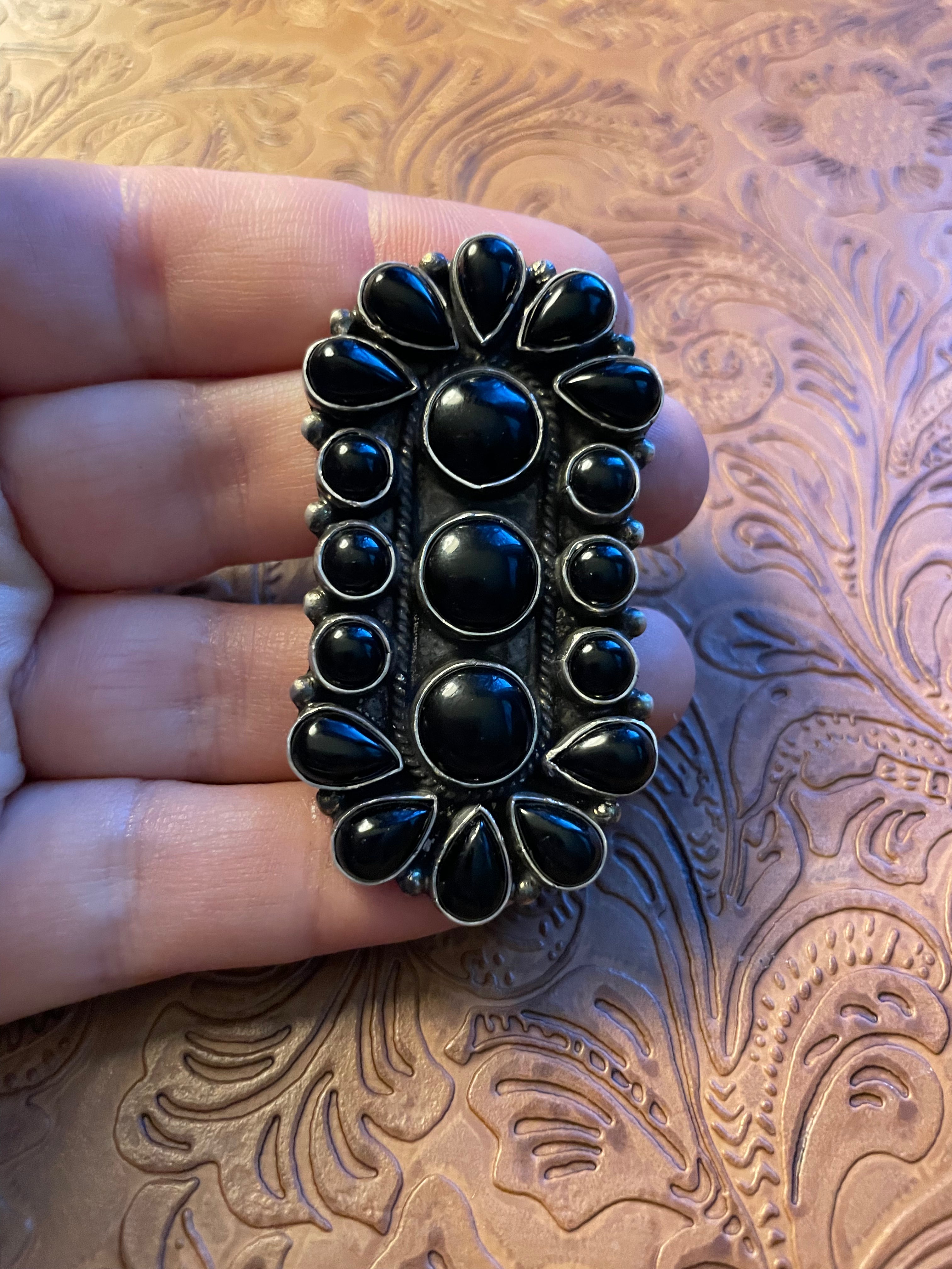 Handcrafted Sterling Silver And Black Onyx Ring Size 7