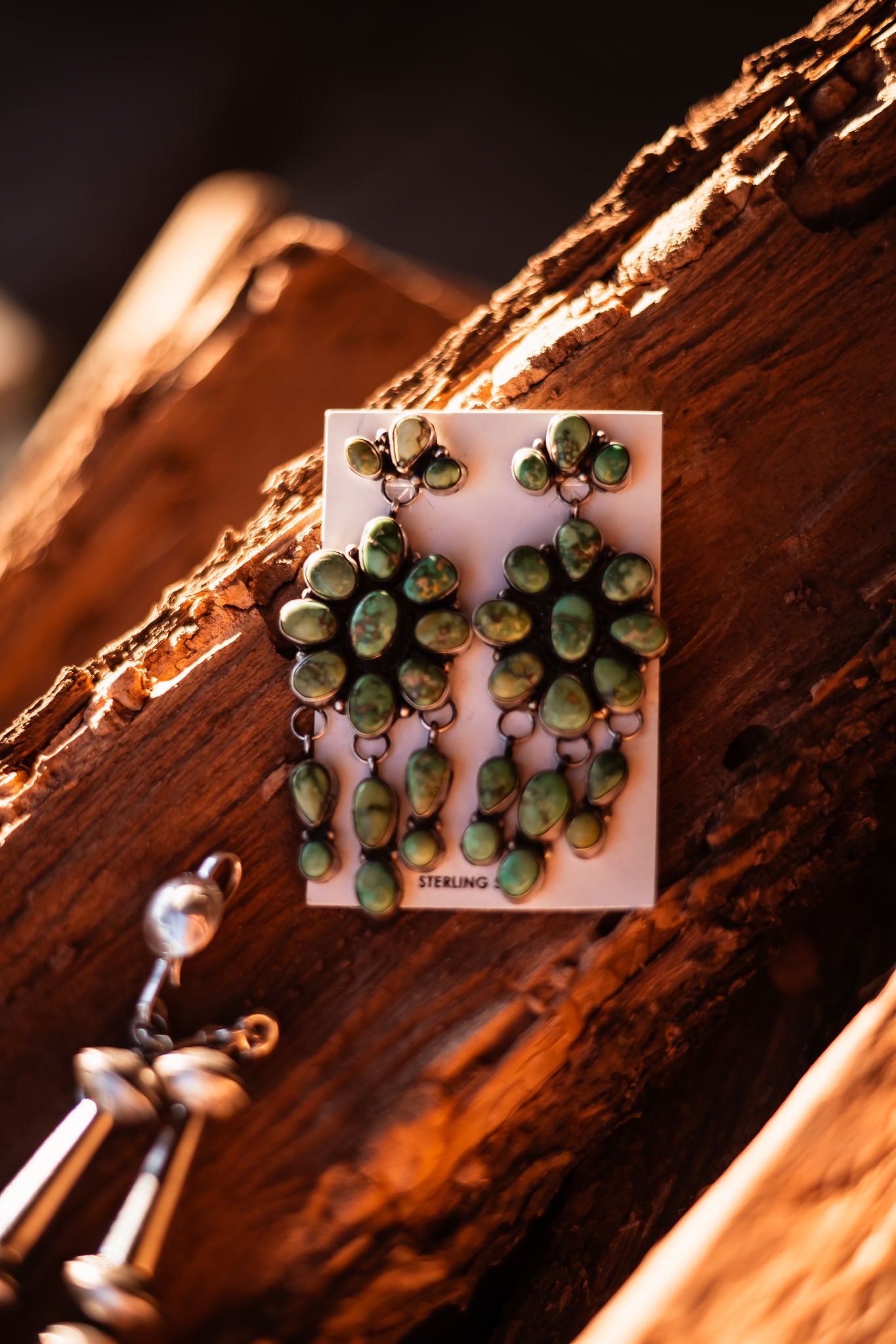 Handcrafted Sterling Silver & Turquoise Dangle Earrings Signed Ella Peter