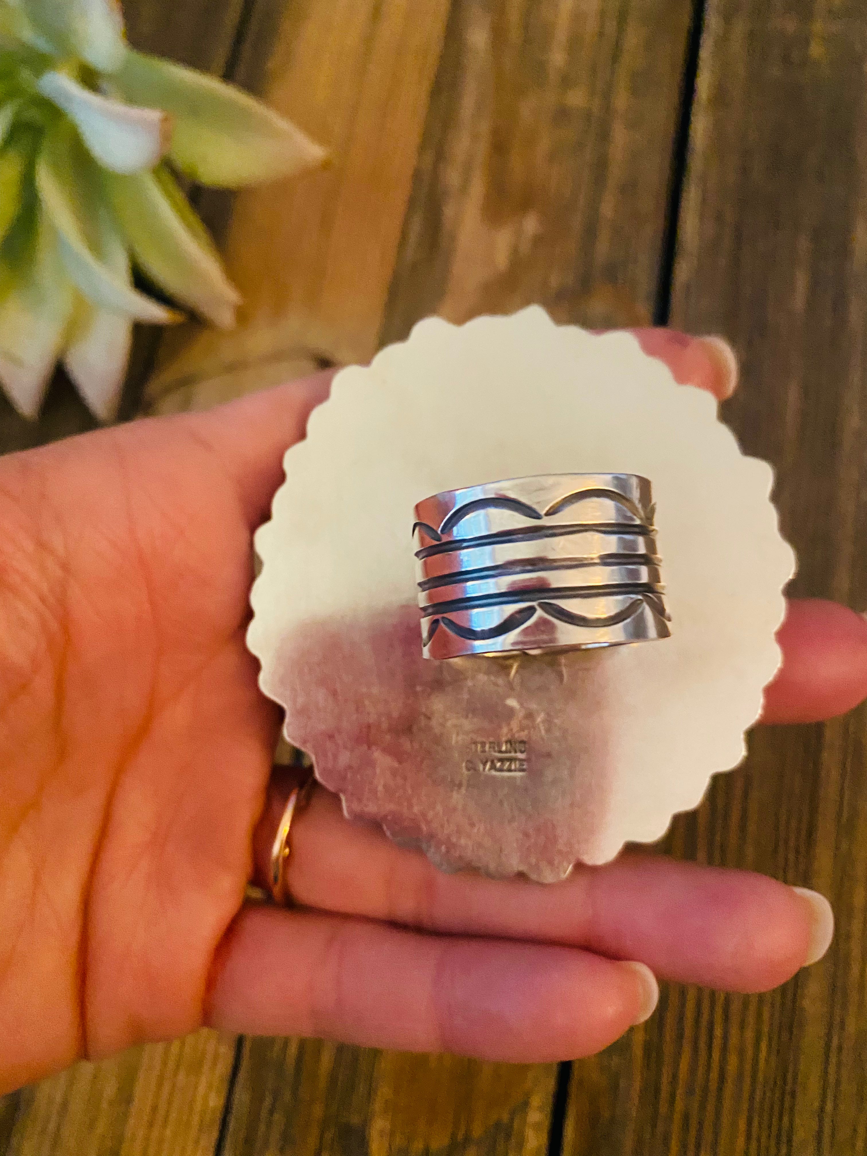 Handcrafted Kingman Turquoise & Sterling Silver Adjustable Cluster Ring