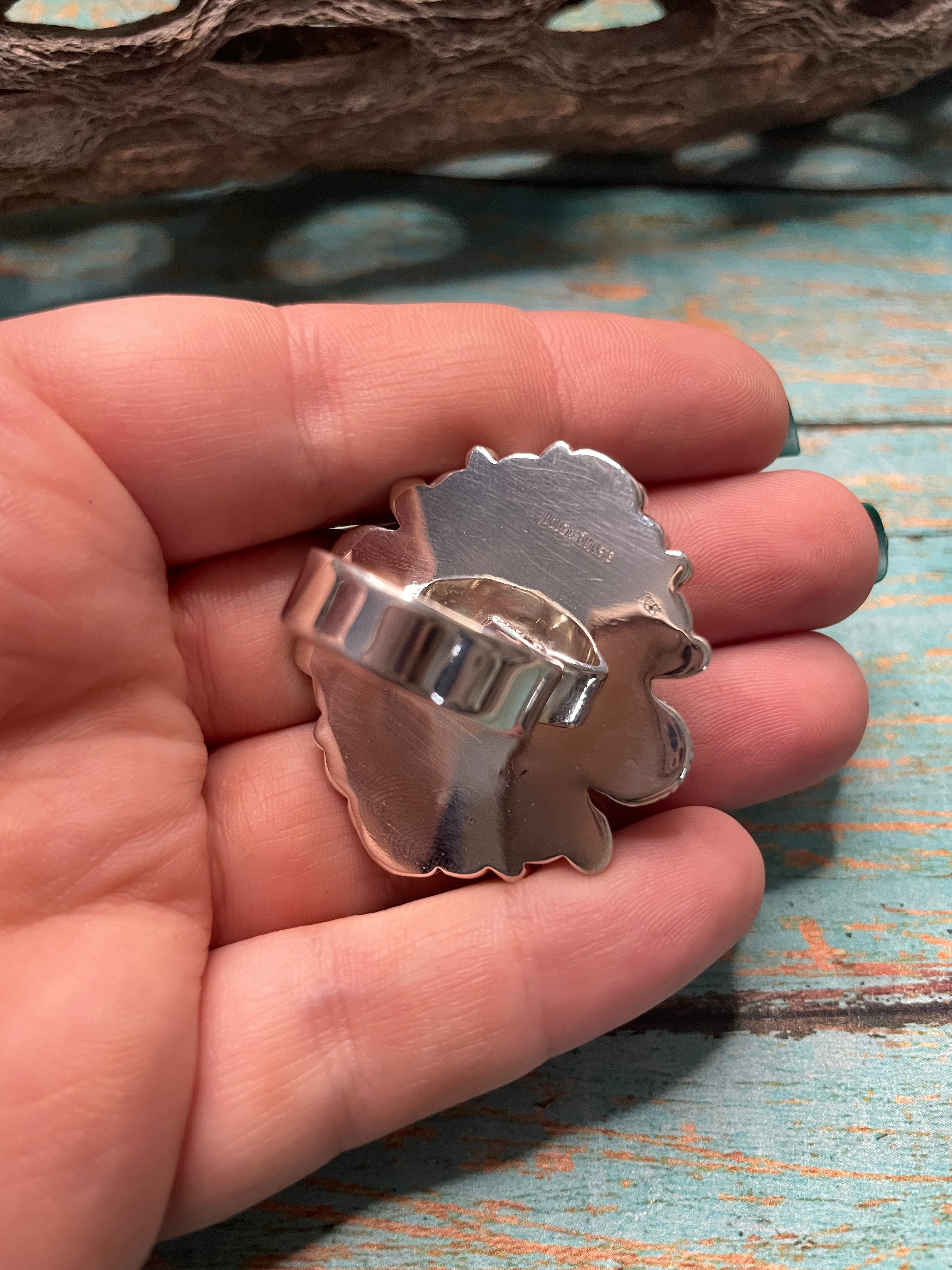 Handmade Royston Turquoise Adjustable Oval Ring