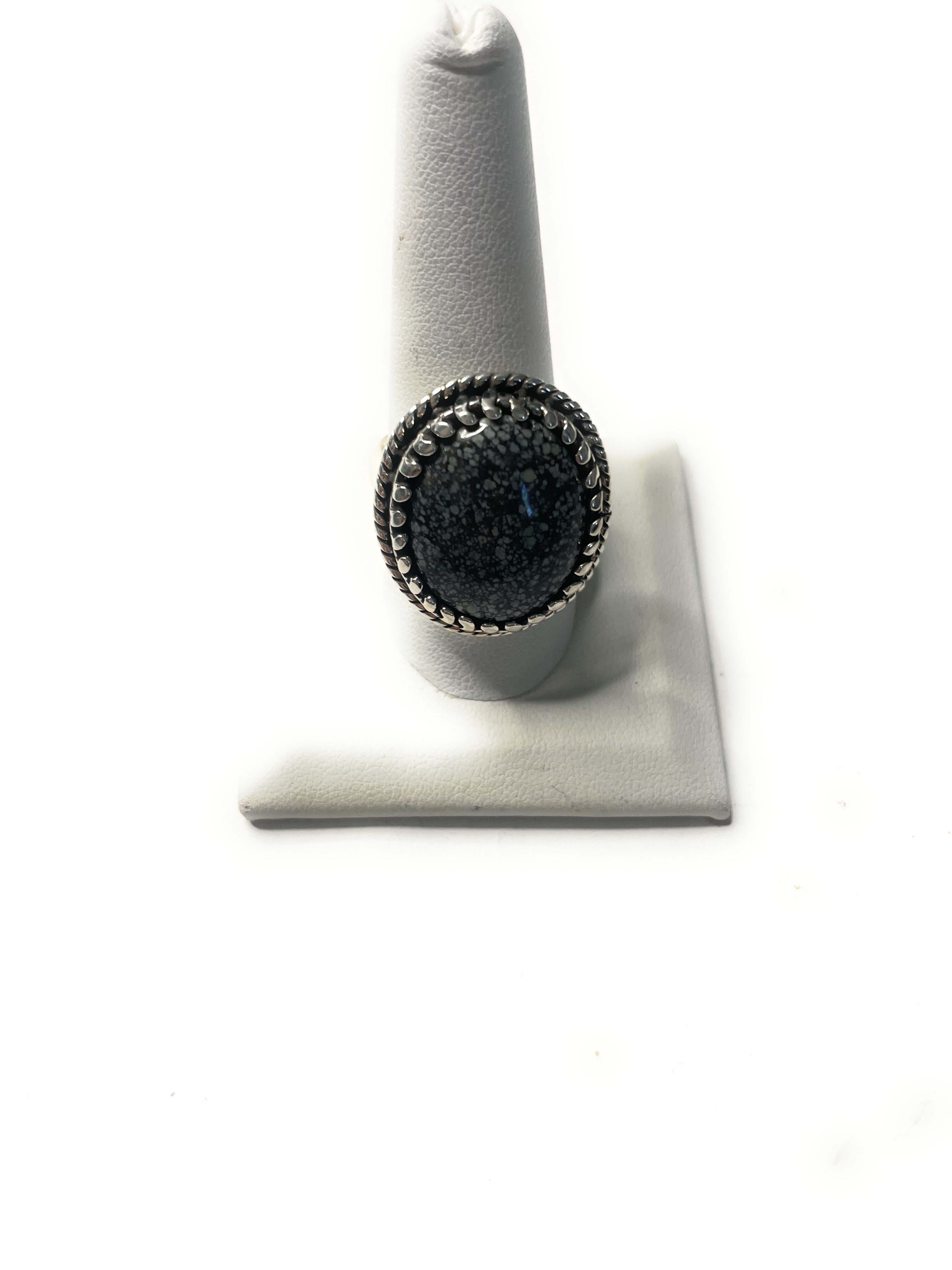 Navajo New Lander Turquoise And Sterling Silver Ring Size 10