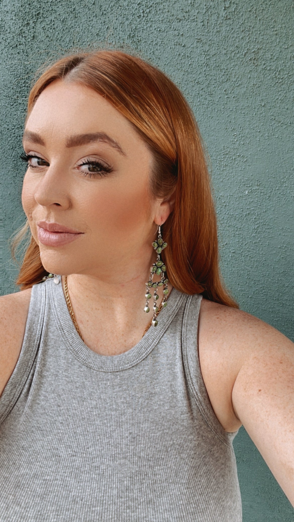 Handcrafted Sterling Silver And Sonoran Gold Turquoise Dangle Earrings Signed