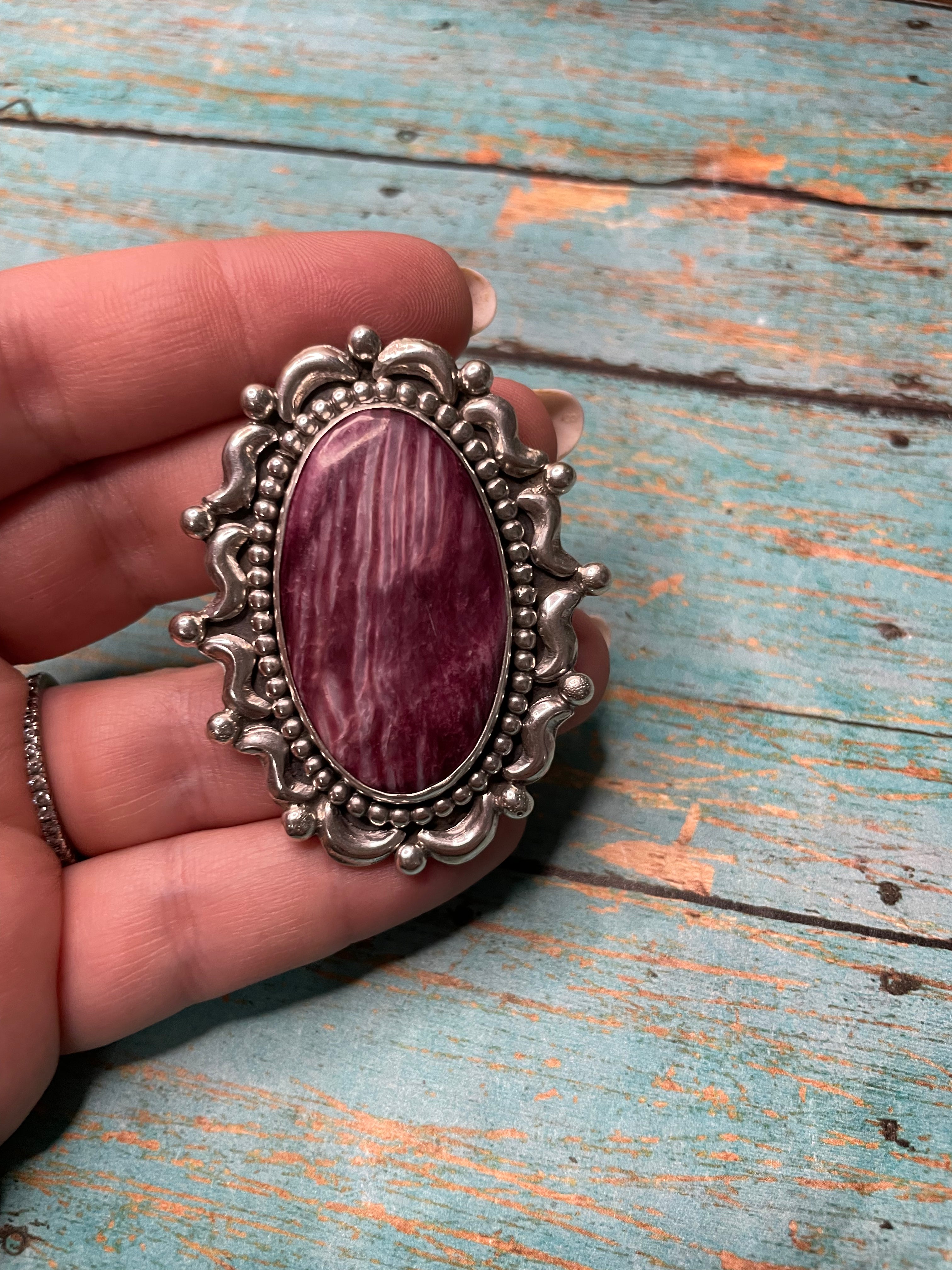 Handcrafted Spiny Sterling Silver Adjustable Ring Signed