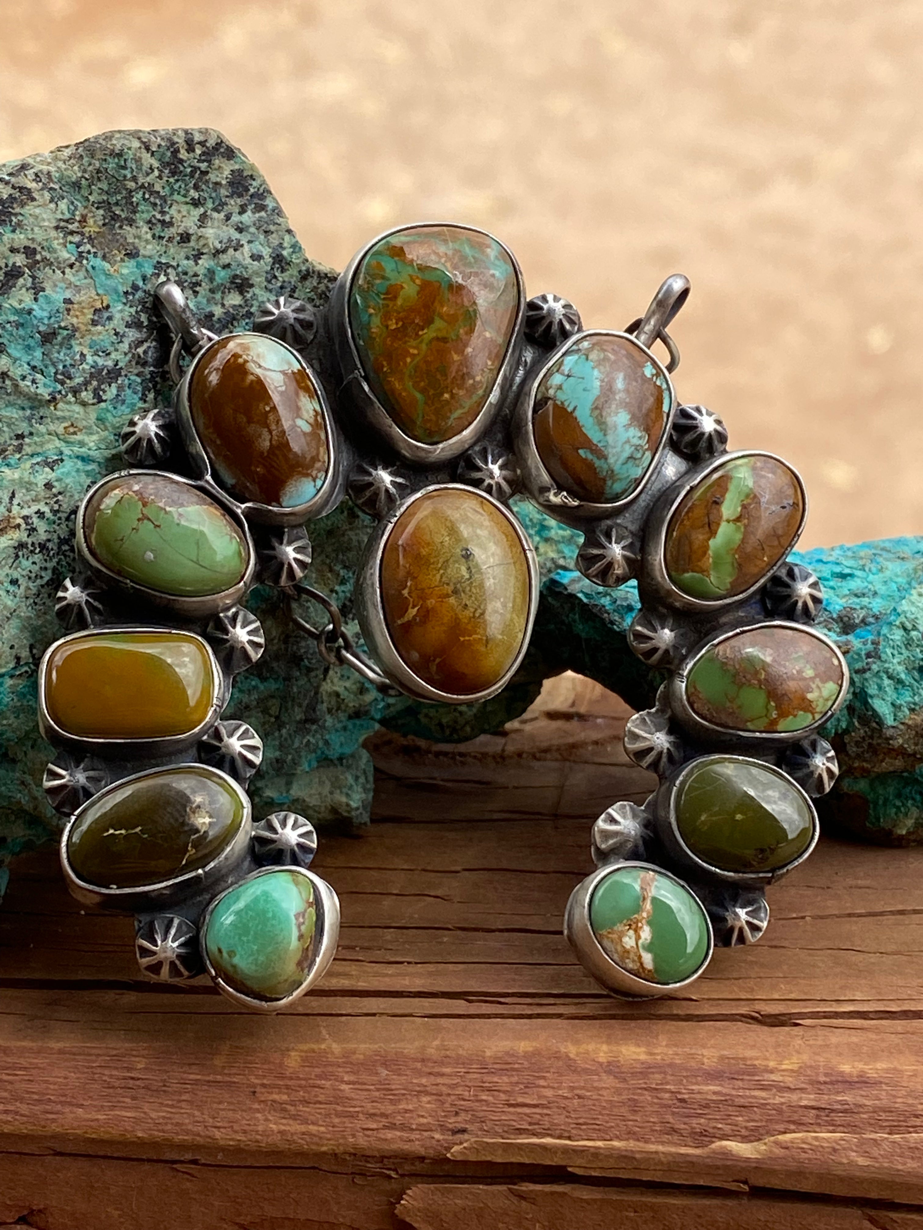 Royston Turquoise Naja Necklace By Bobby Johnson Signed