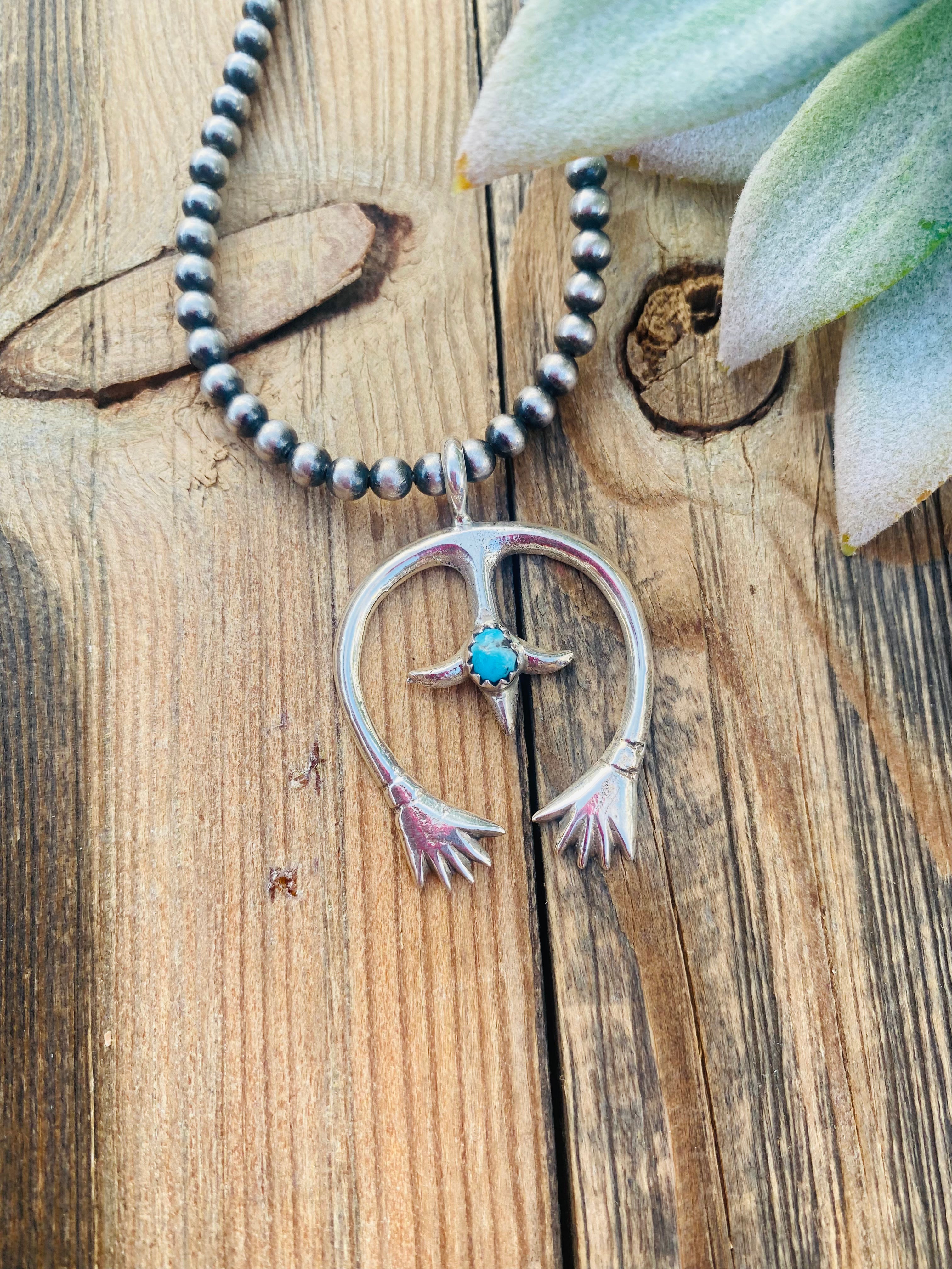 Handcrafted Sterling Silver & Turquoise Naja Pendant