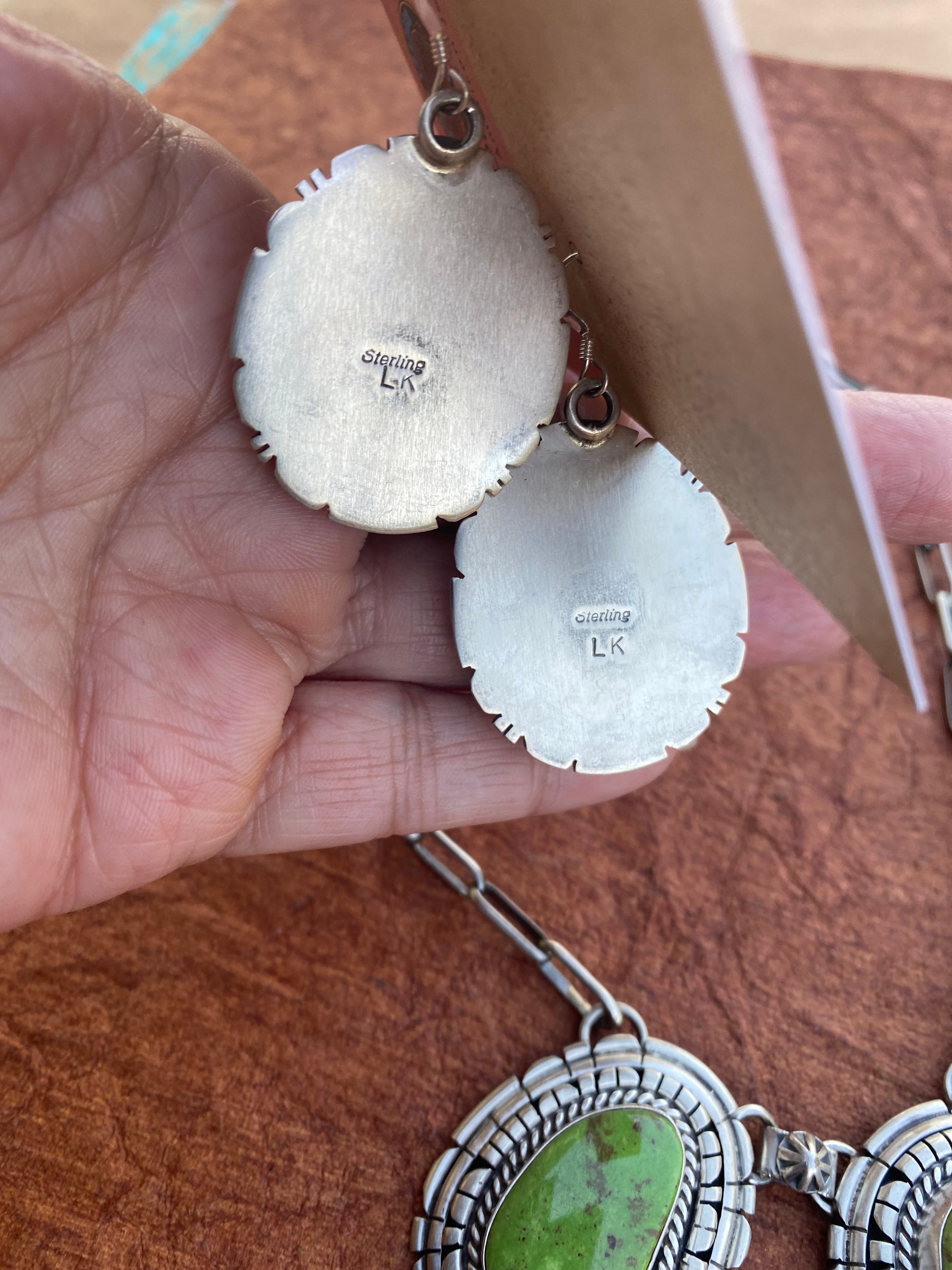 Handcrafted Gaspeite & Sterling Silver Necklace Set by Larry Kaye