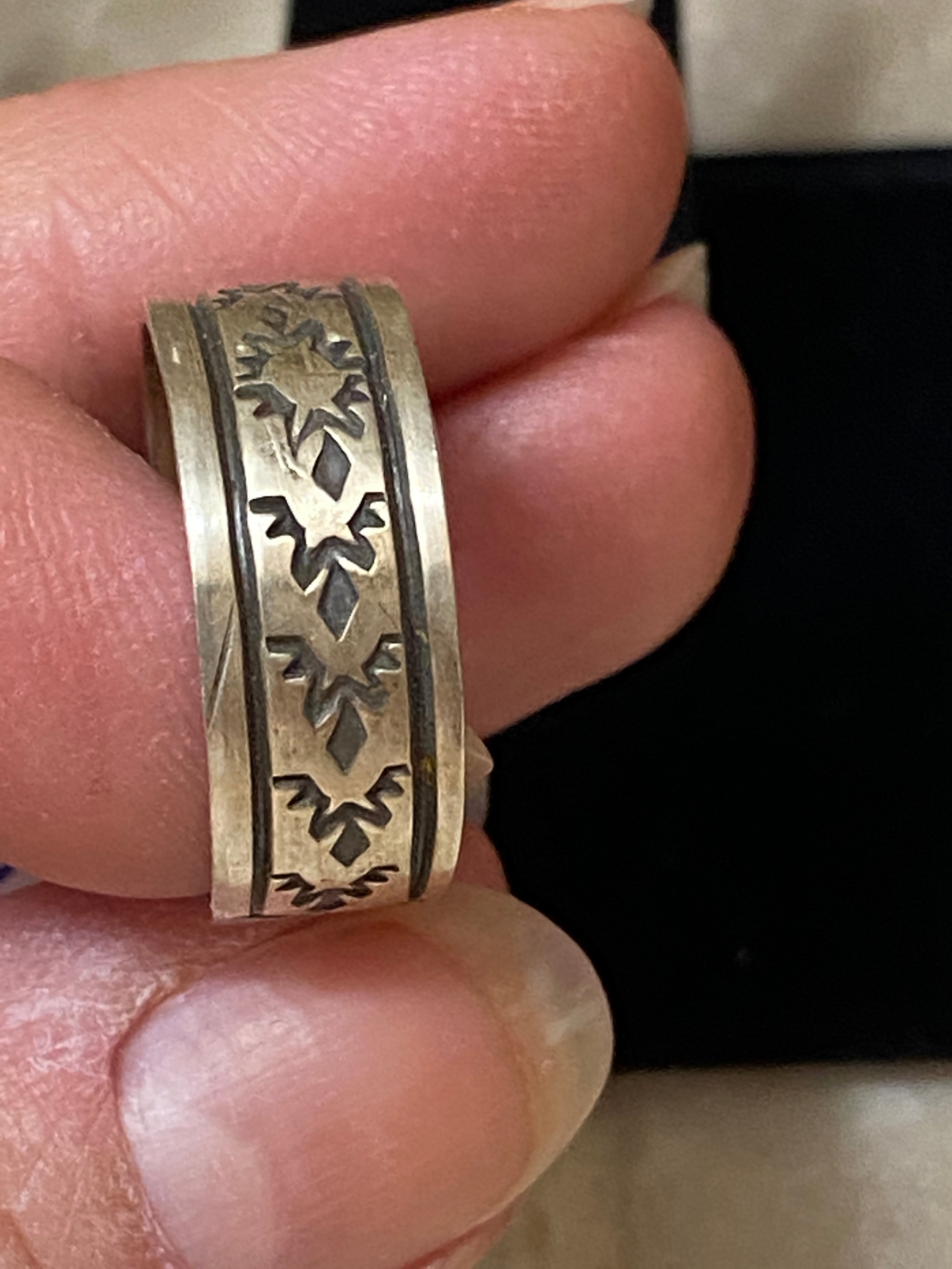 Handcrafted Sterling Silver Tribal Ring Size 9.5