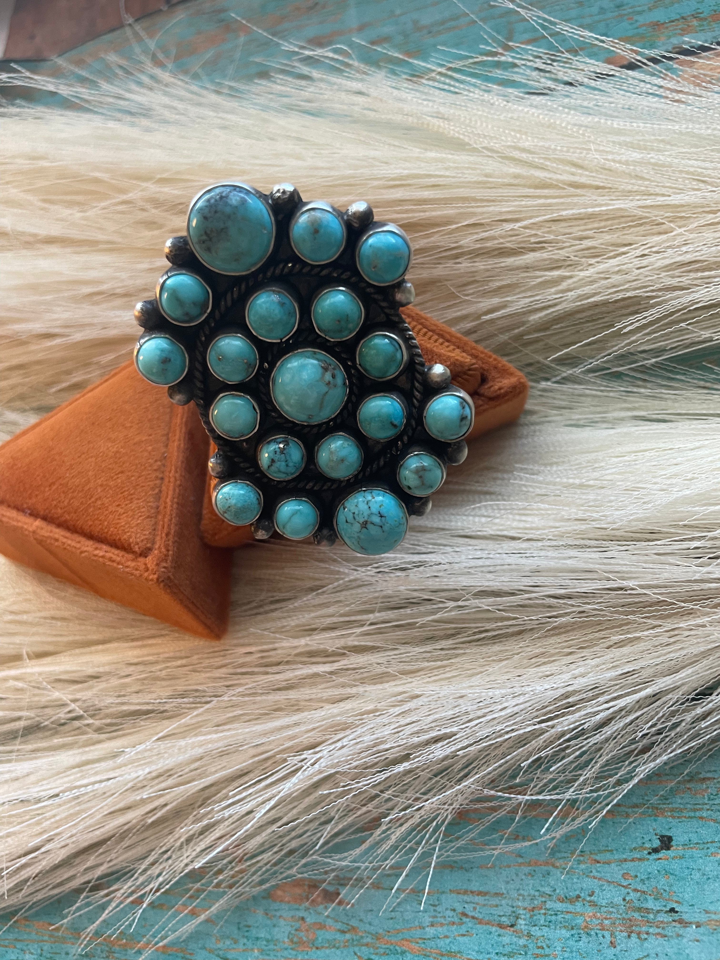 Handcrafted Sterling Silver & Turquoise Adjustable Ring