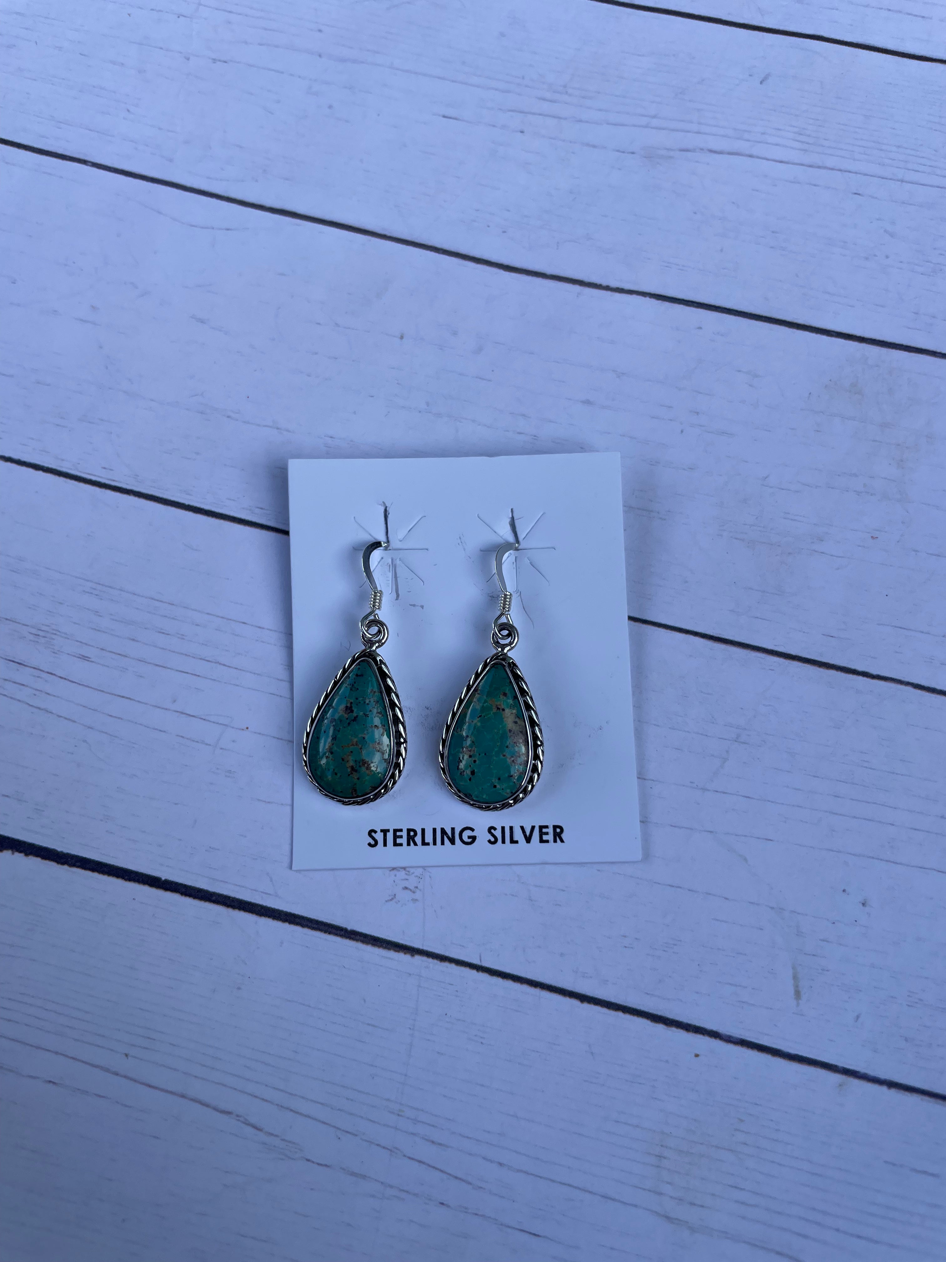 Handcrafted Turquoise And Sterling Silver Dangle Earrings