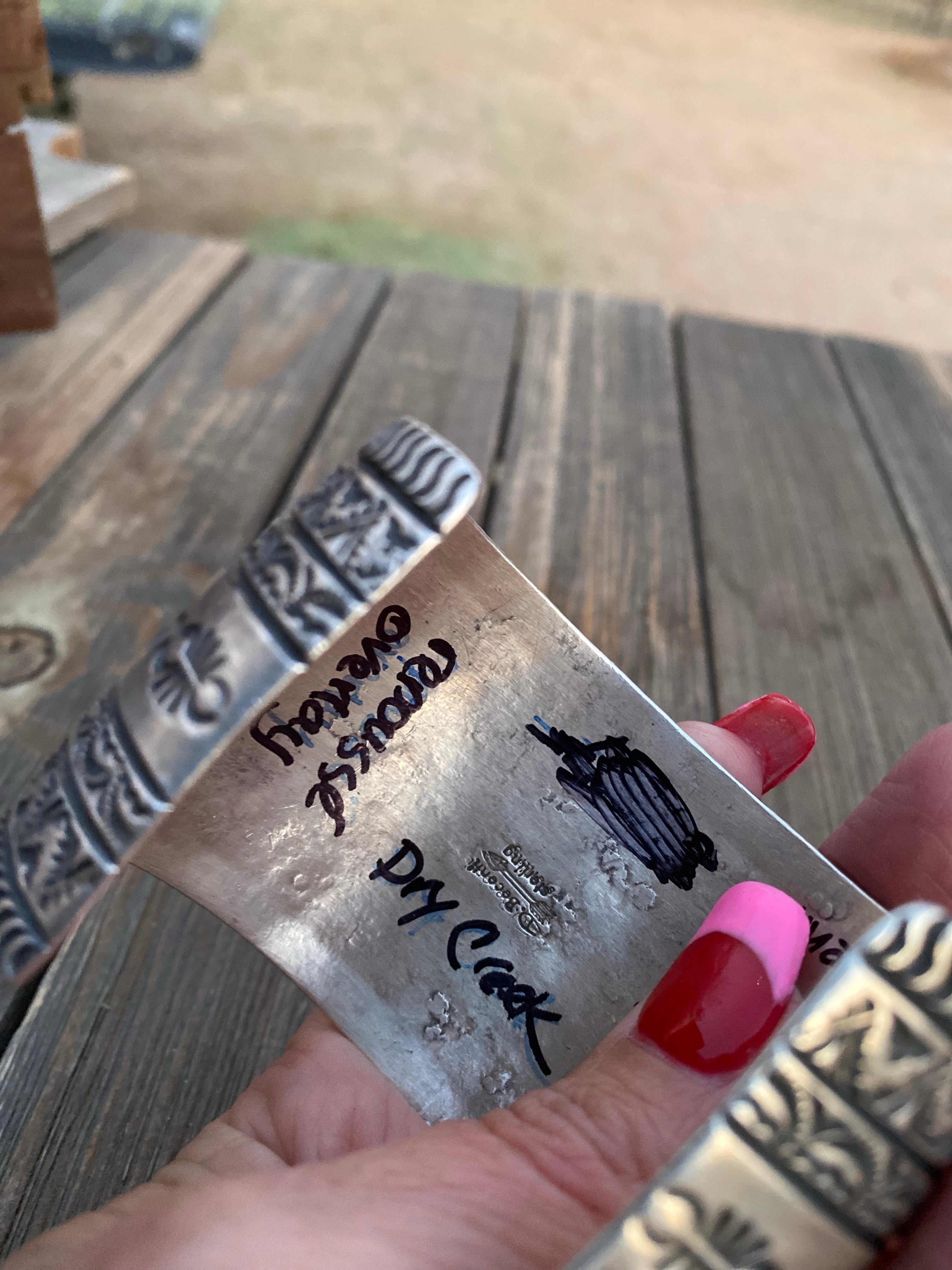 Handcrafted Darryl Becenti Southwest Sterling Silver & Dry Creek Turquoise Cuff Bracelet