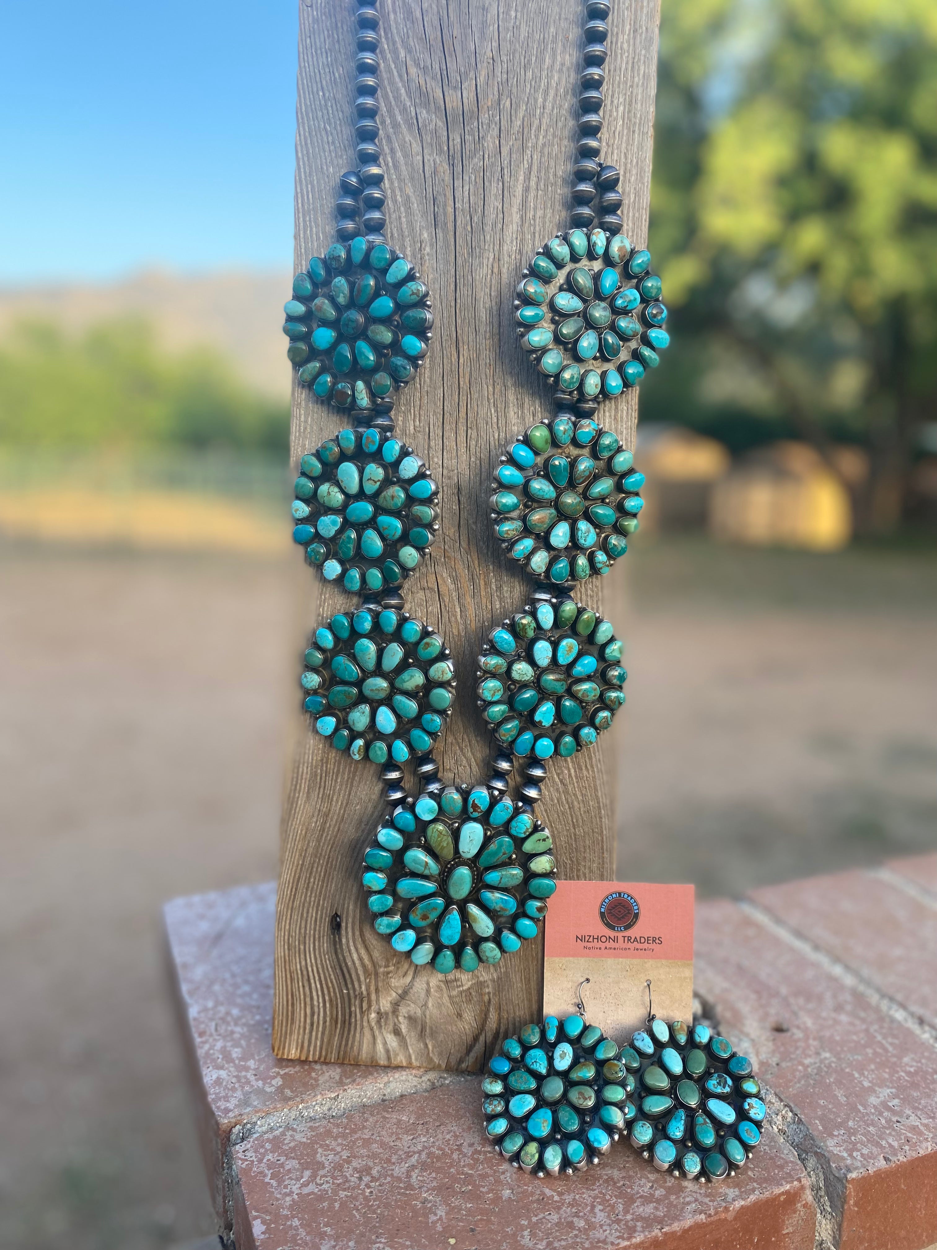 Handcrafted Ella Peters Royston Turquoise Statement Necklace Set