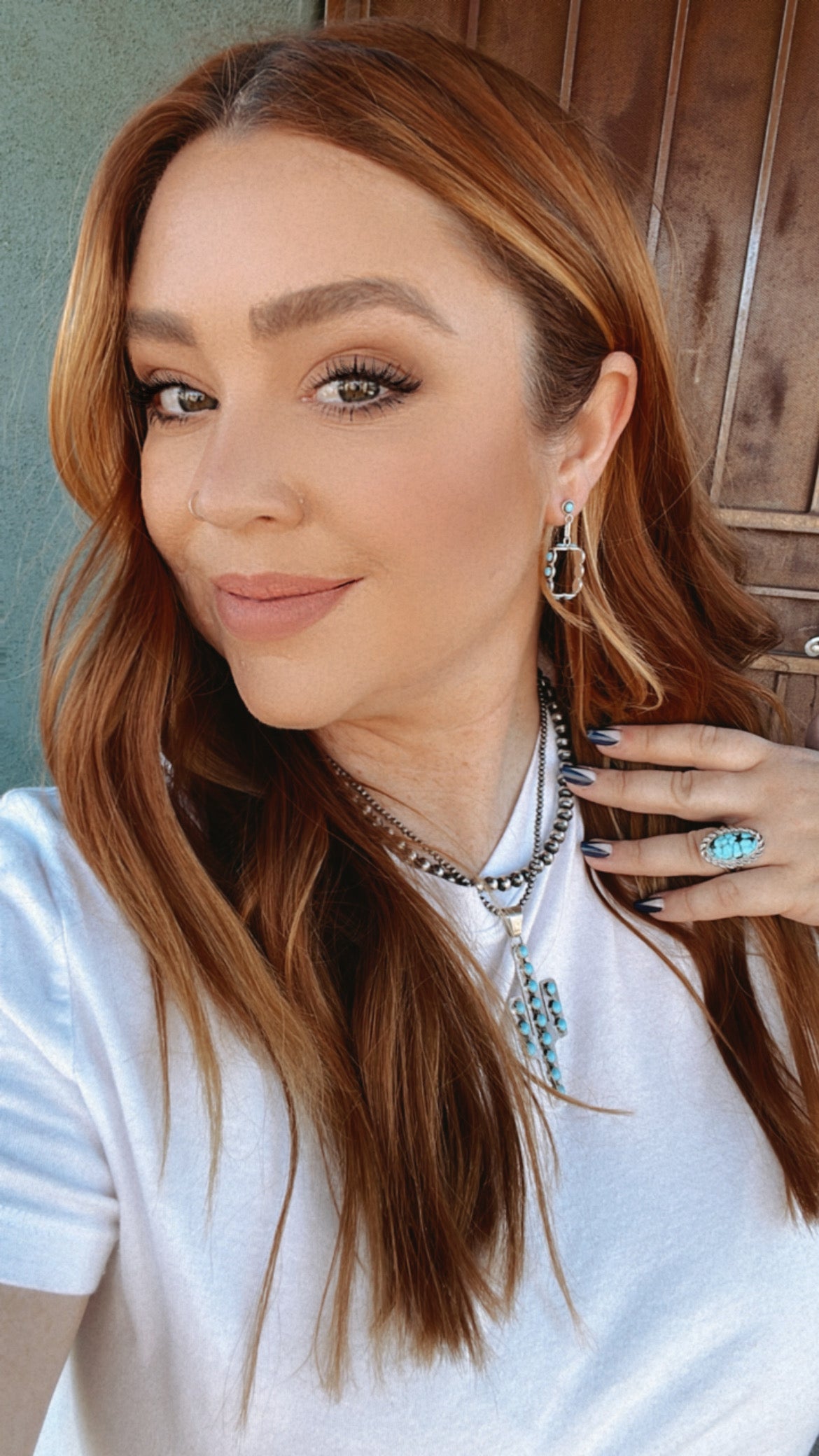 Zuni Turquoise And Sterling Silver Snake Eye Dangle Earrings