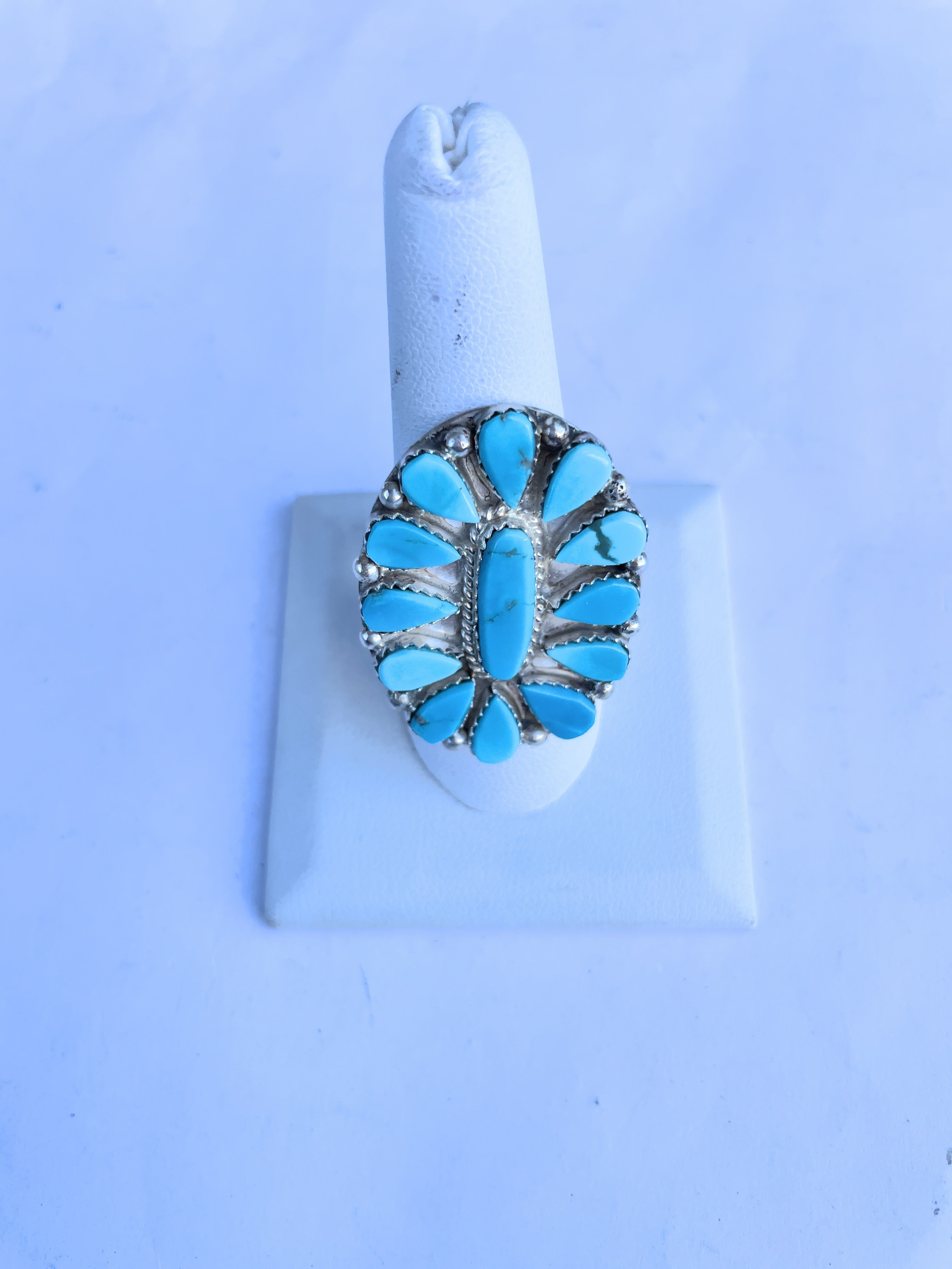 Handcrafted Turquoise And Sterling Silver Statement Ring
