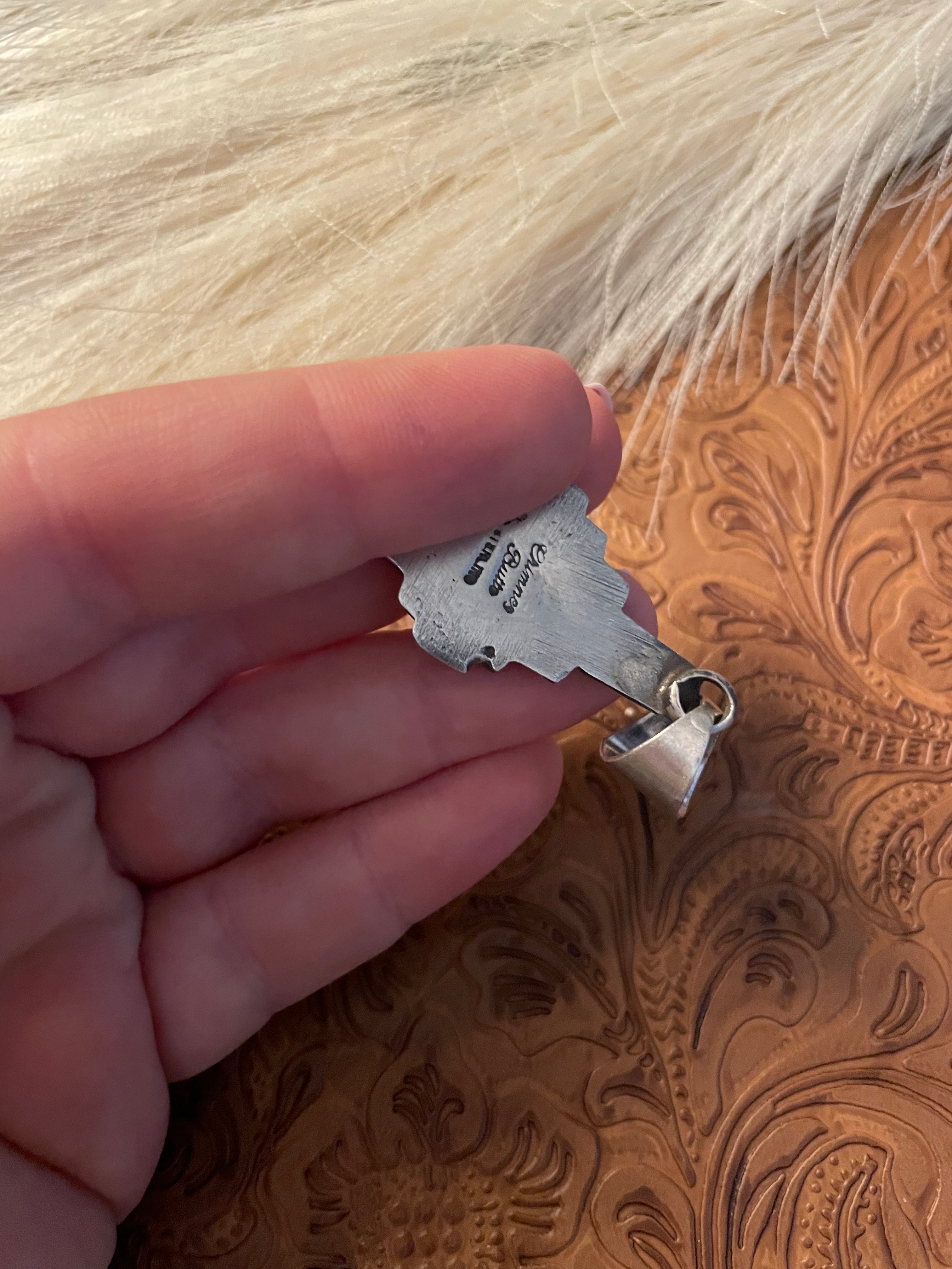 Handcrafted Chimney Butte Pink Conch & Sterling Silver Cross Pendant