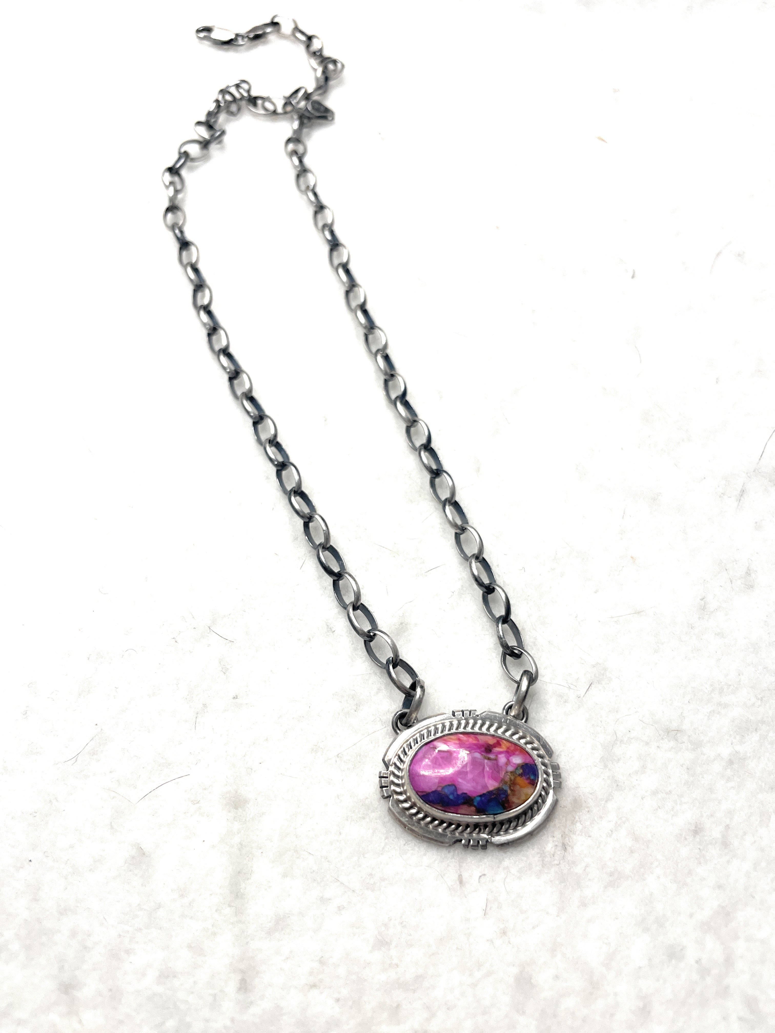 Sterling Silver & Pink Dream Mojave Necklace Signed