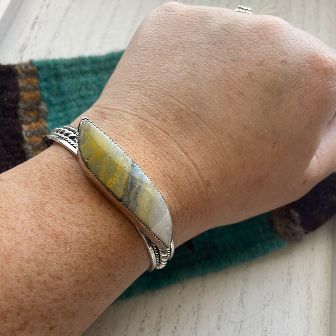Bumble Bee & Sterling Silver Adjustable Cuff Bracelet /