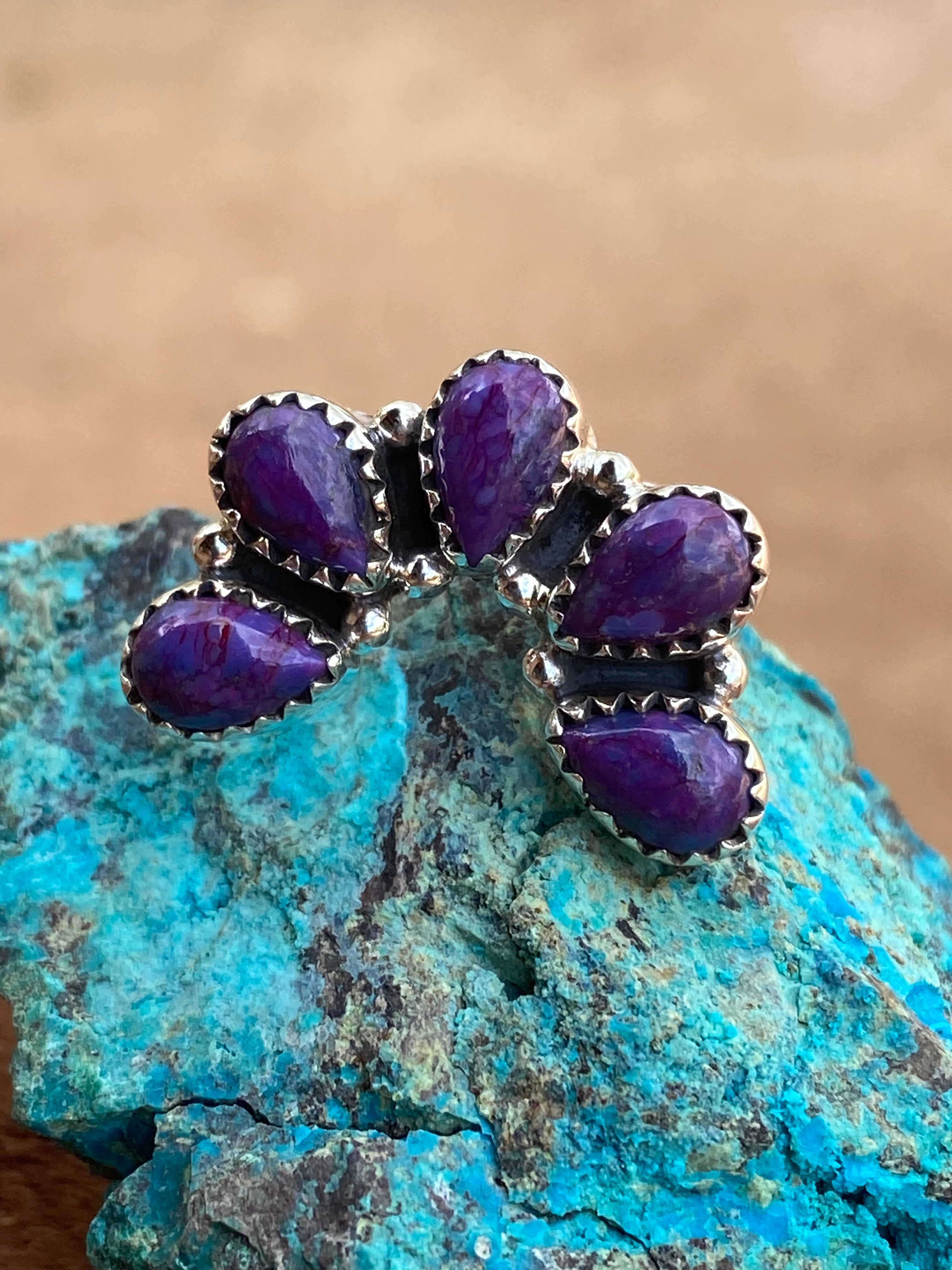 Purple Mojave & Sterling Silver Diamond Wrap Ring