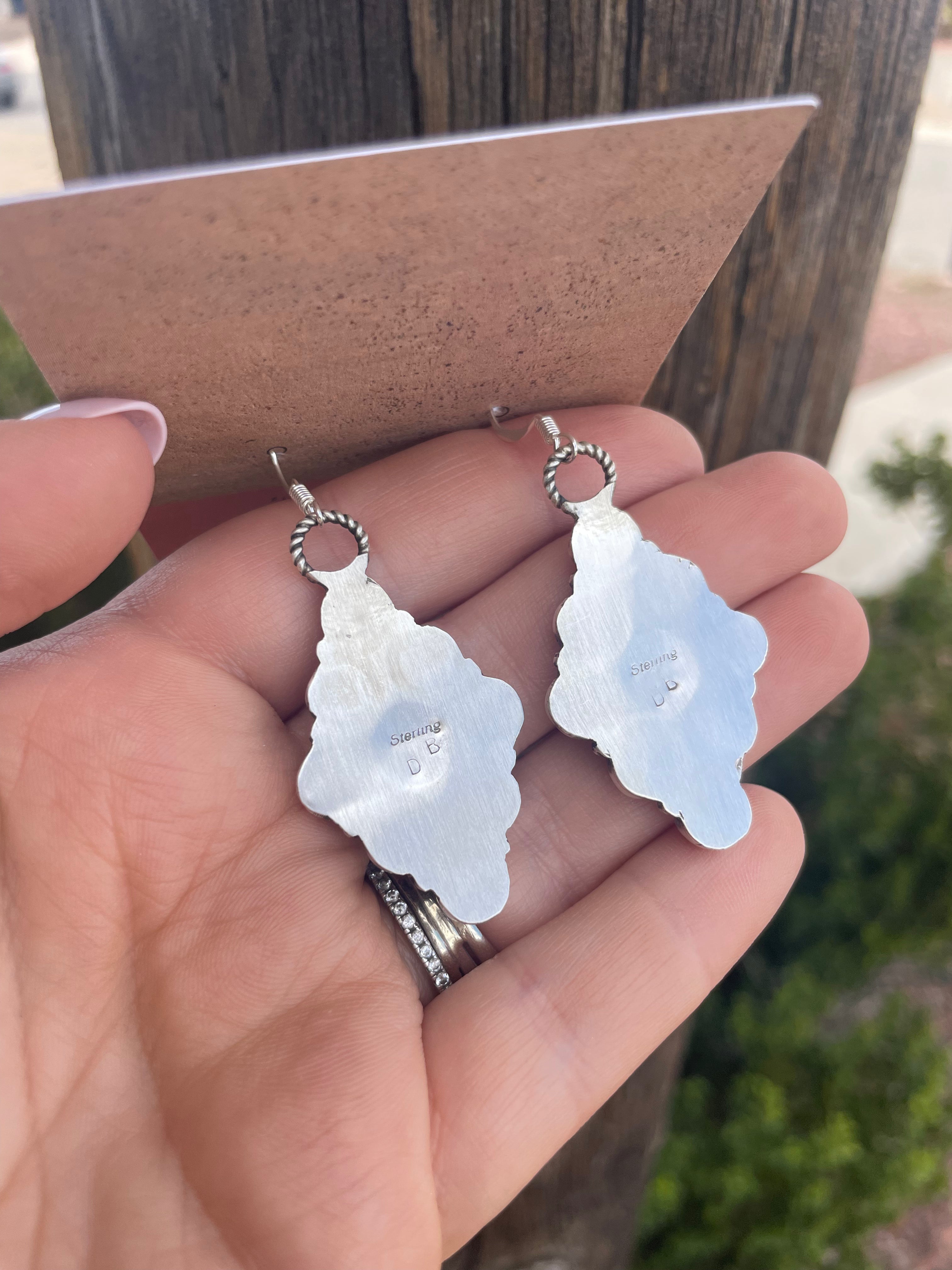 Handcrafted Charoite & Sterling Silver Dangle Earrings Signed