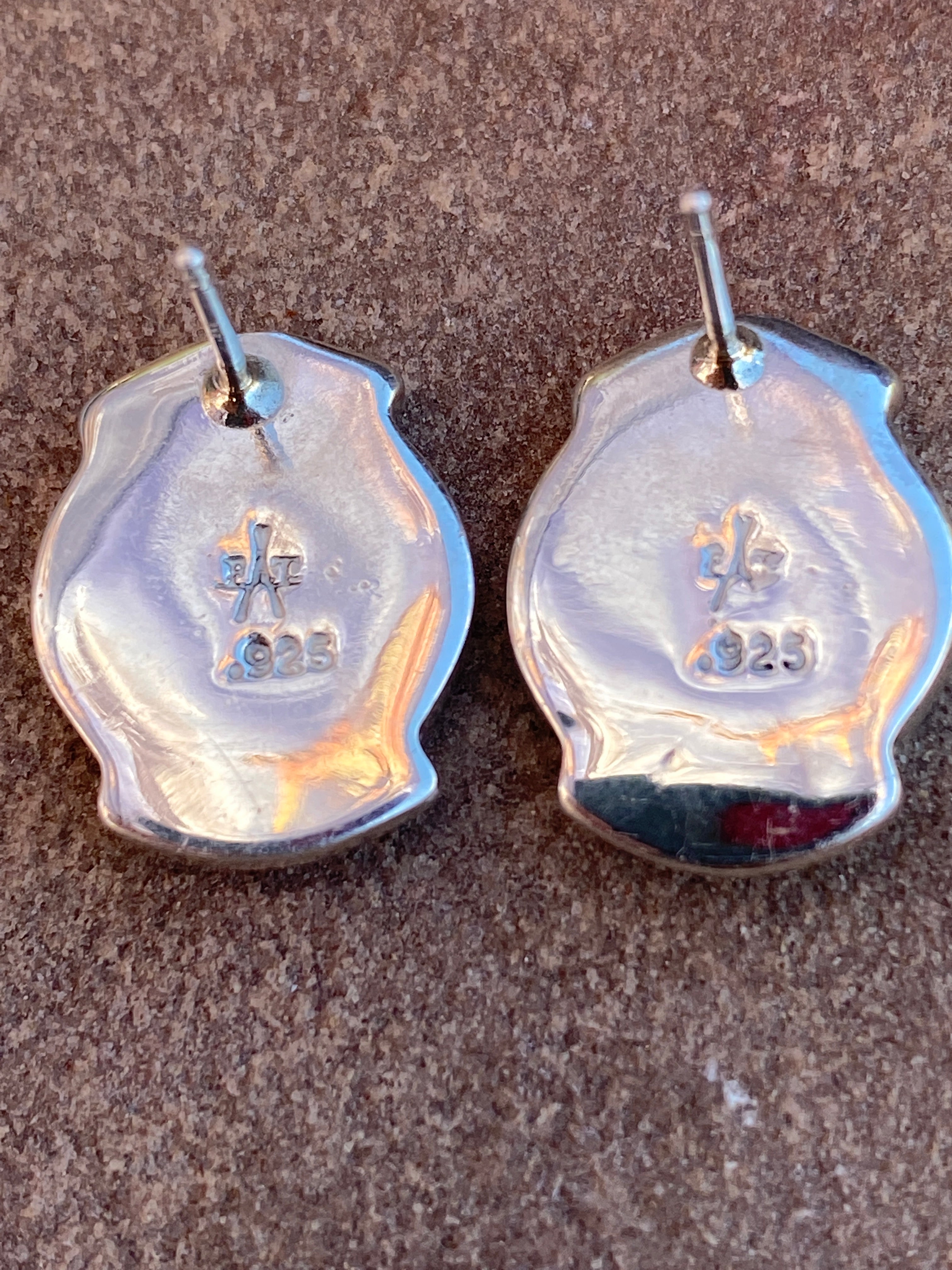 Handcrafted Turquoise #8 & Sterling Silver Stud Earrings