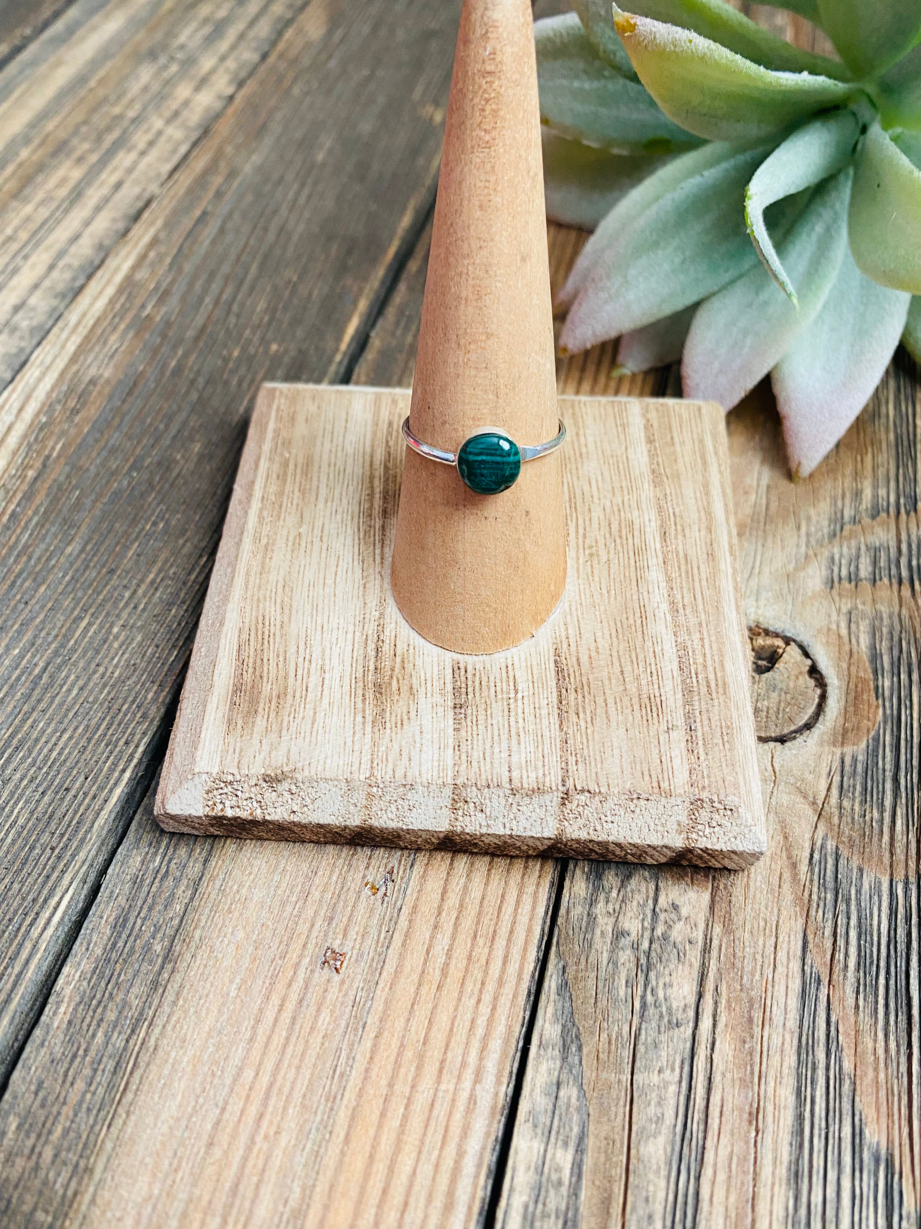 Handcrafted Malachite & Sterling Silver Ring