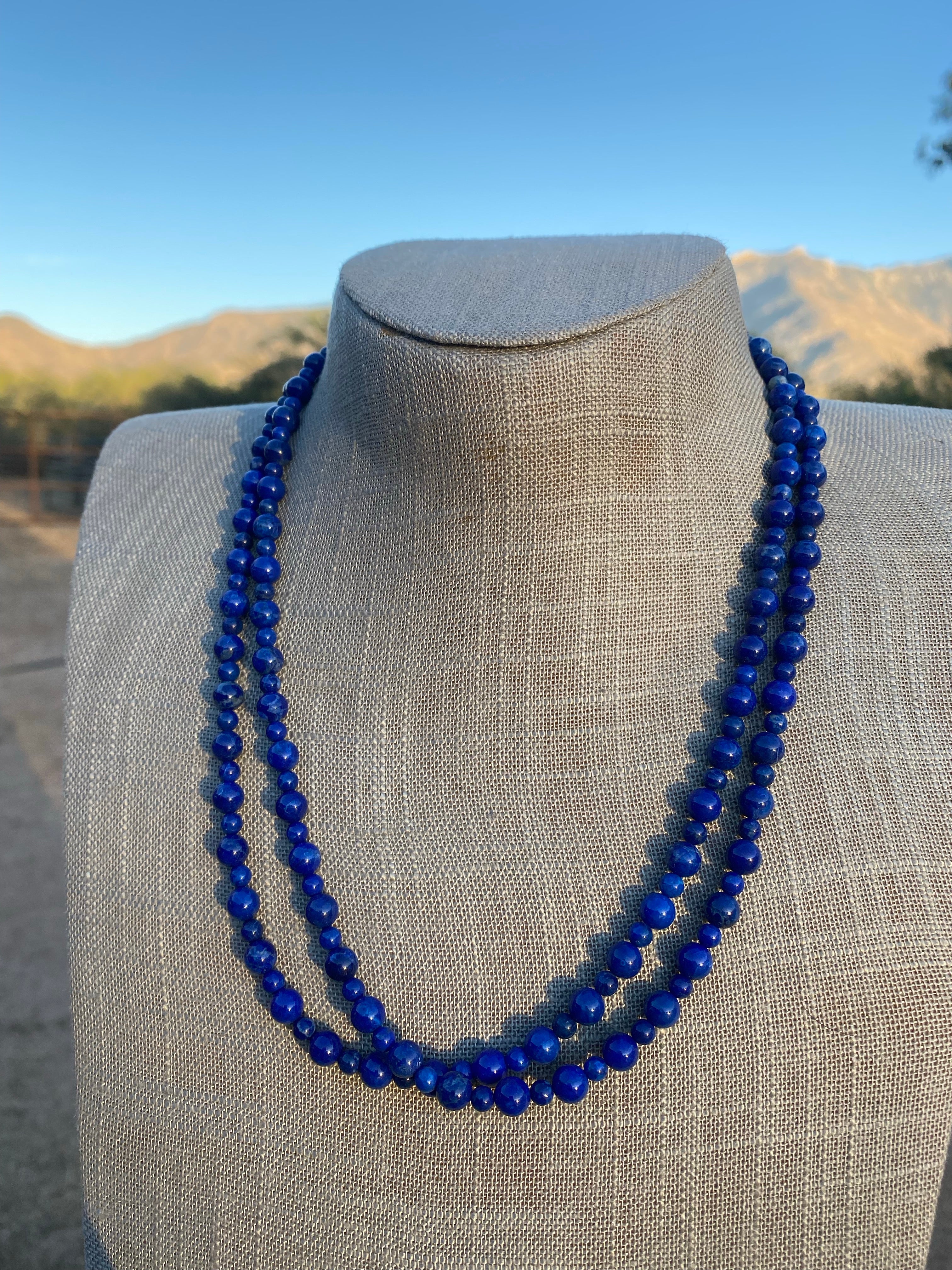 Handcrafted Lapis & Sterling Silver Beaded Necklace