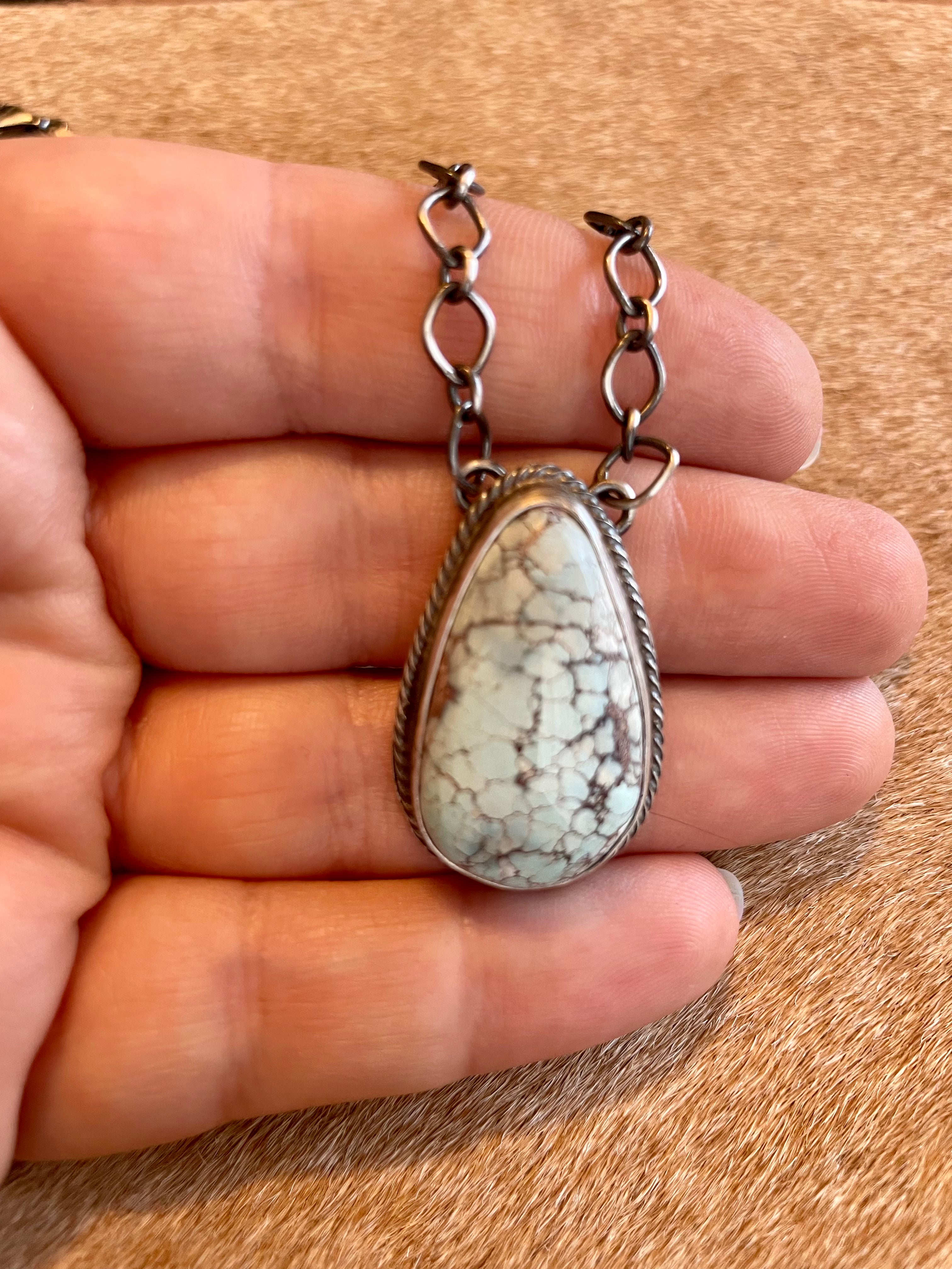 Navajo Sterling Silver & Golden Hills Turquoise Necklace